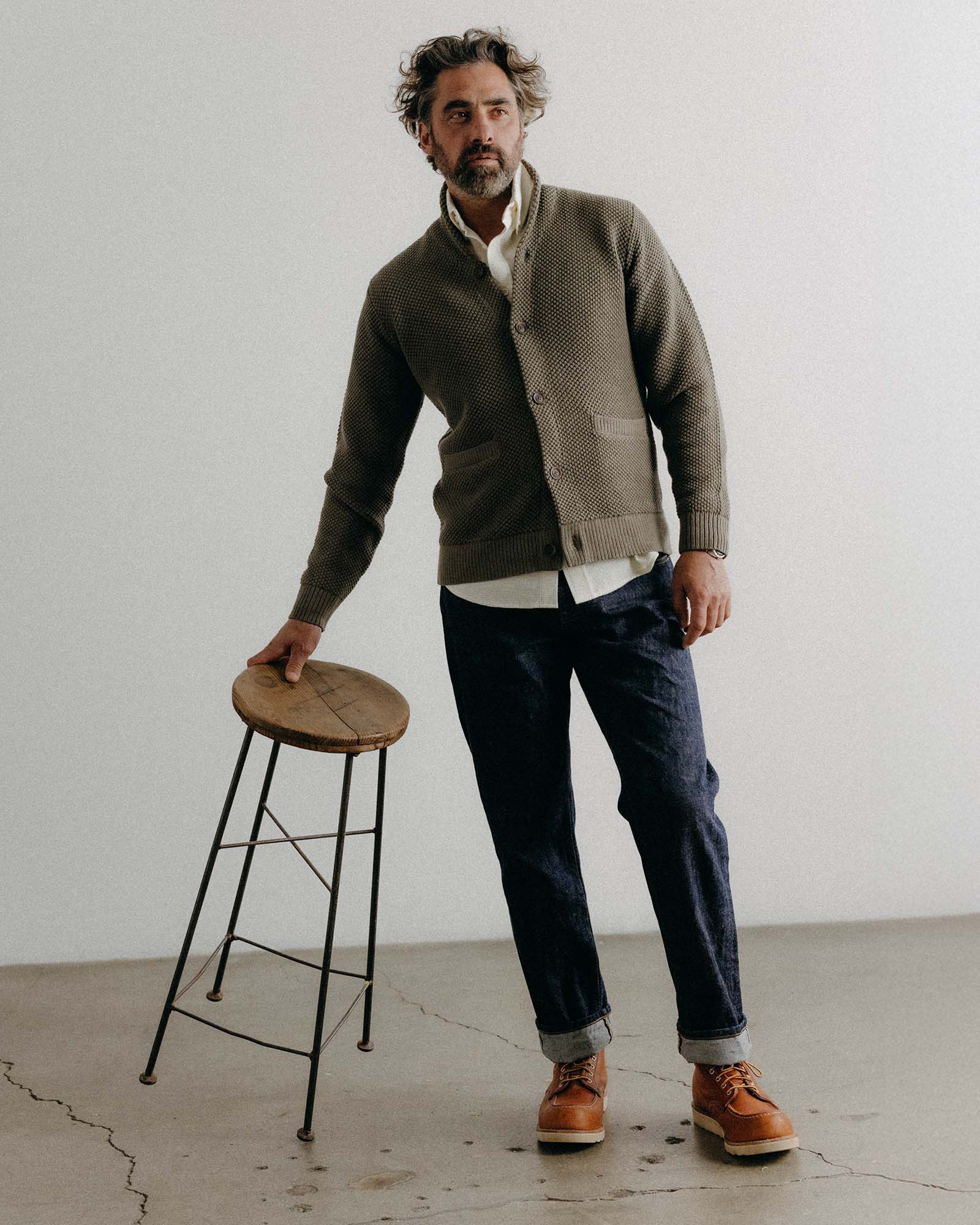 The Crawford Sweater in Fatigue Olive - Image 4