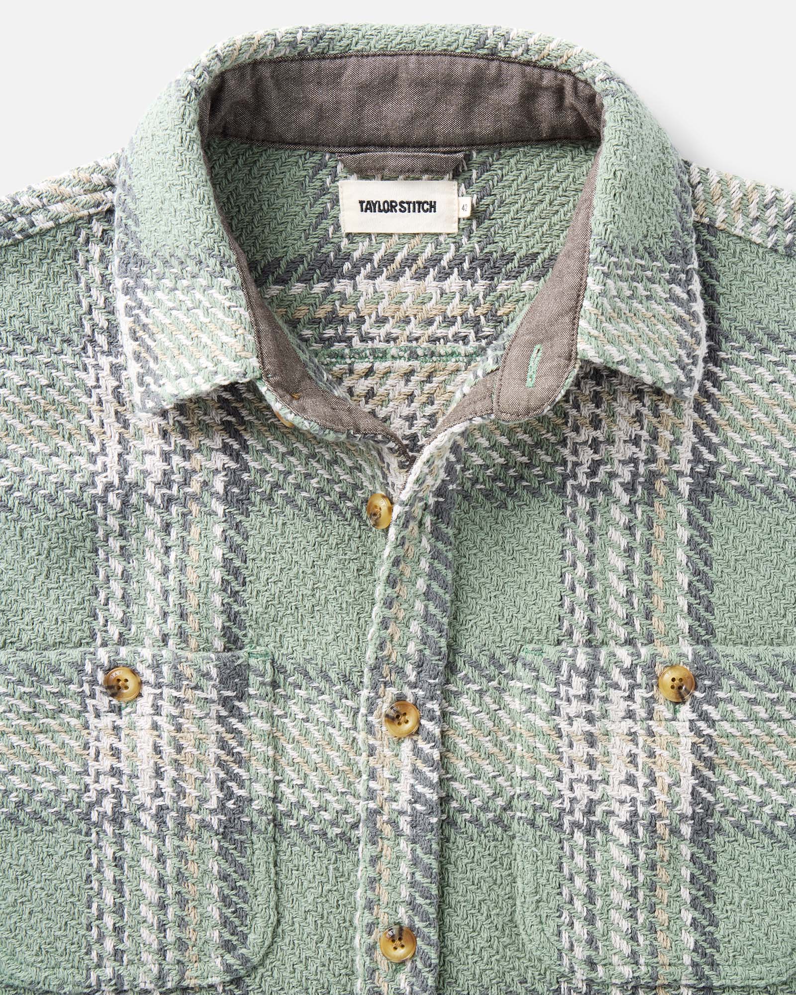 The Cutter Overshirt in Sage Plaid - Image 5