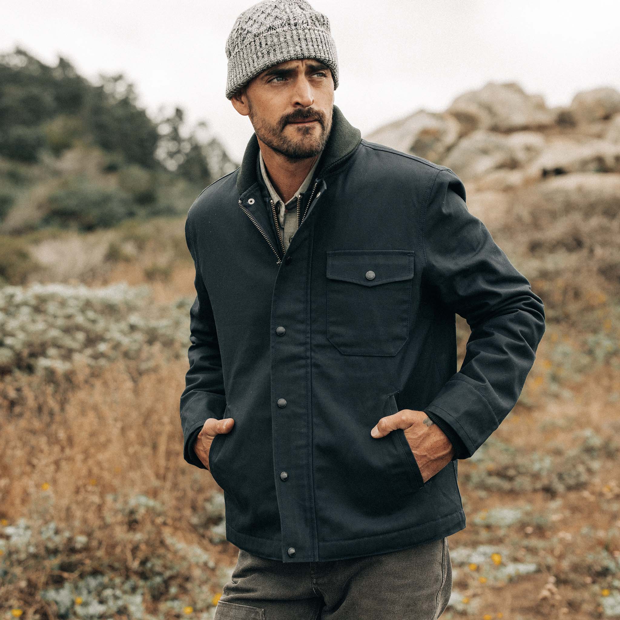 The Deck Jacket in Dark Navy Dry Wax - Image 2