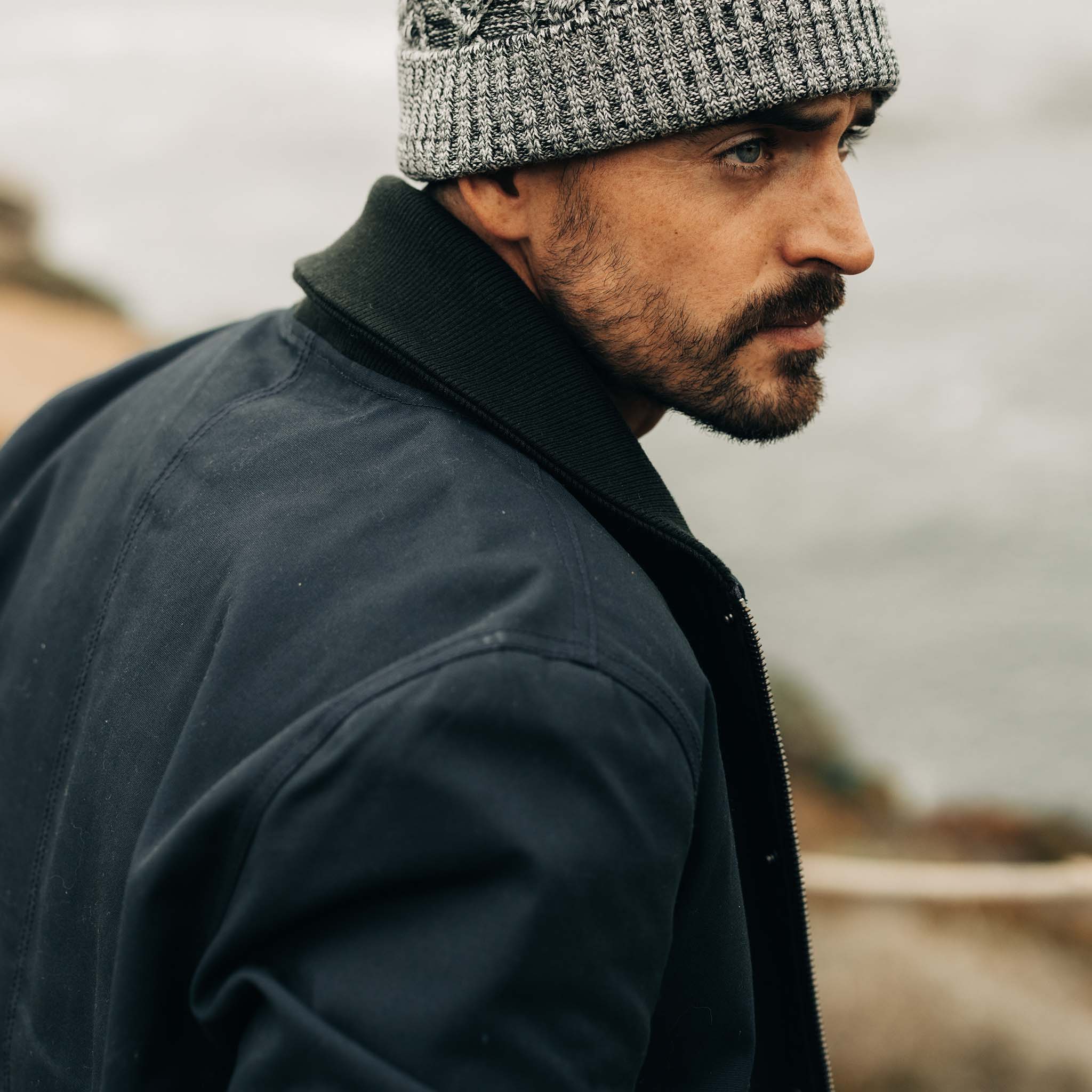 The Deck Jacket in Dark Navy Dry Wax - Image 4