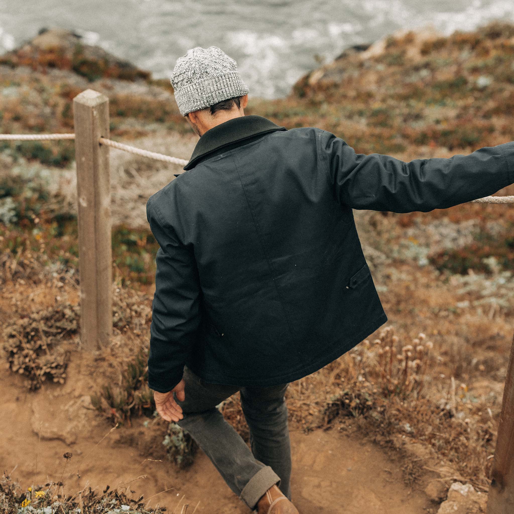 The Deck Jacket in Dark Navy Dry Wax - Image 6