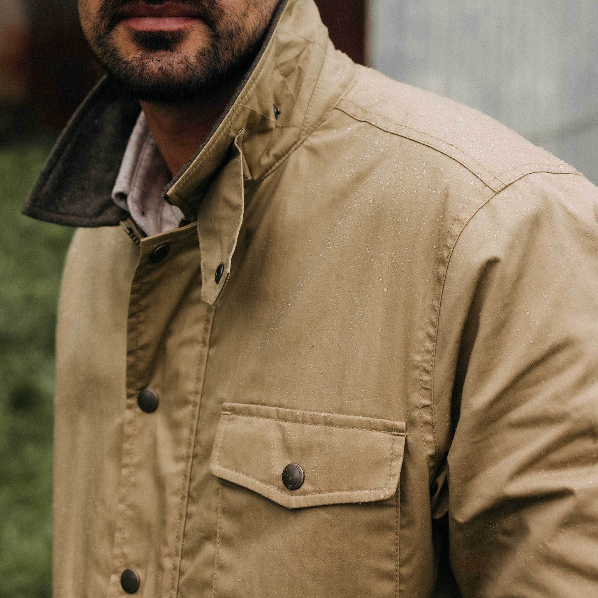 The Deck Jacket in Khaki Dry Wax - Image 3