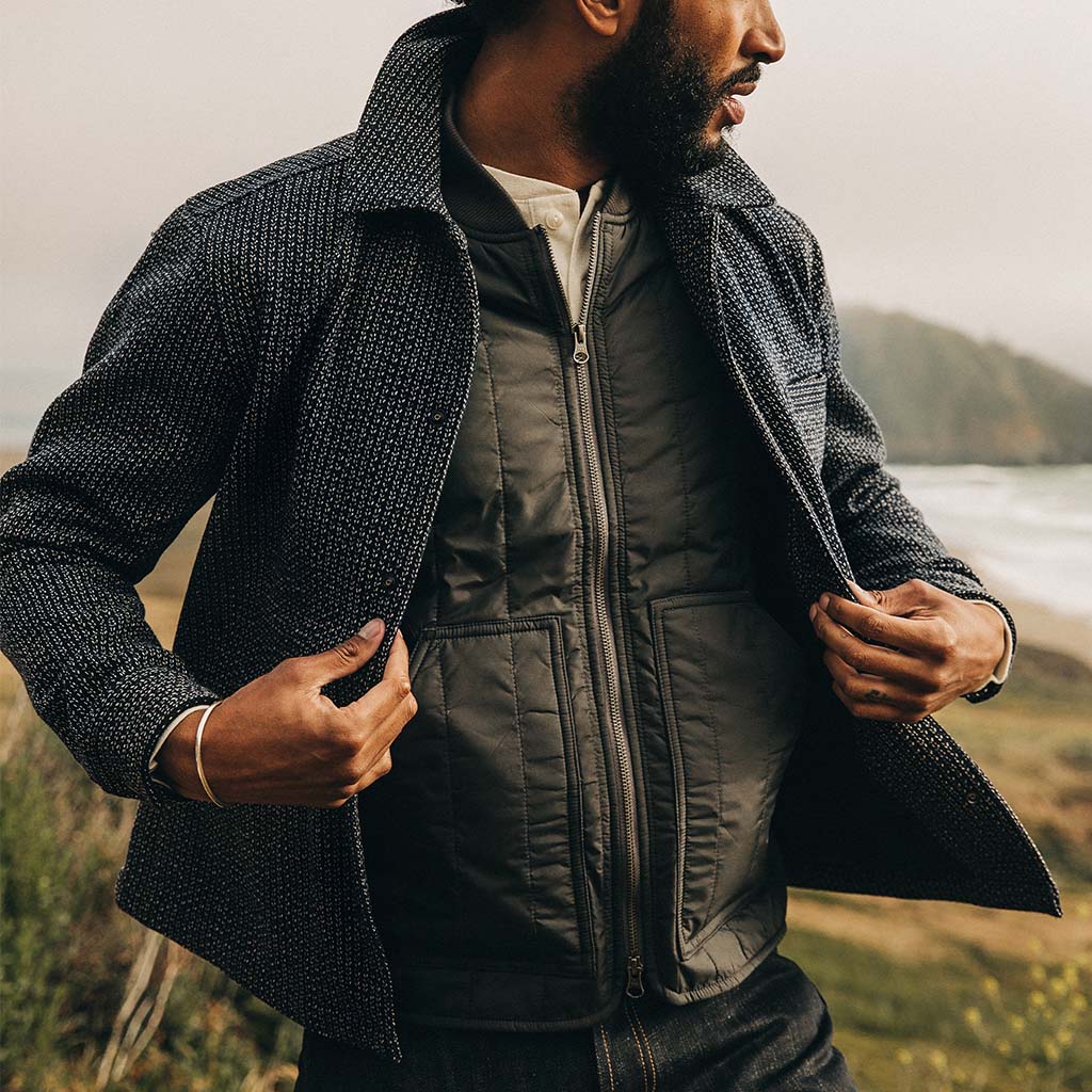 The Decker Jacket in Navy Wool Beach Cloth - Image 5