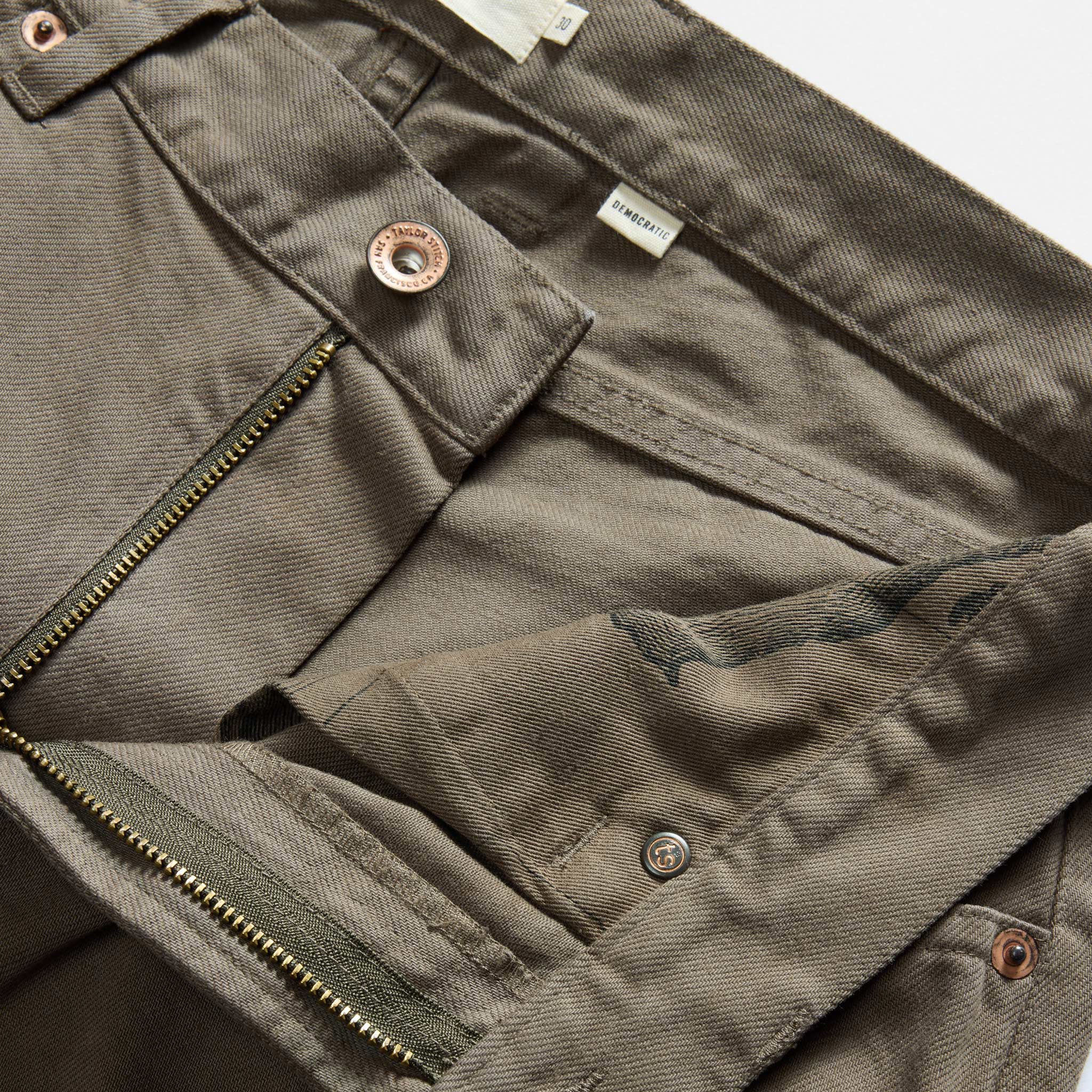 The Democratic All Day Pant in Fatigue Olive Selvage Denim - Image 9