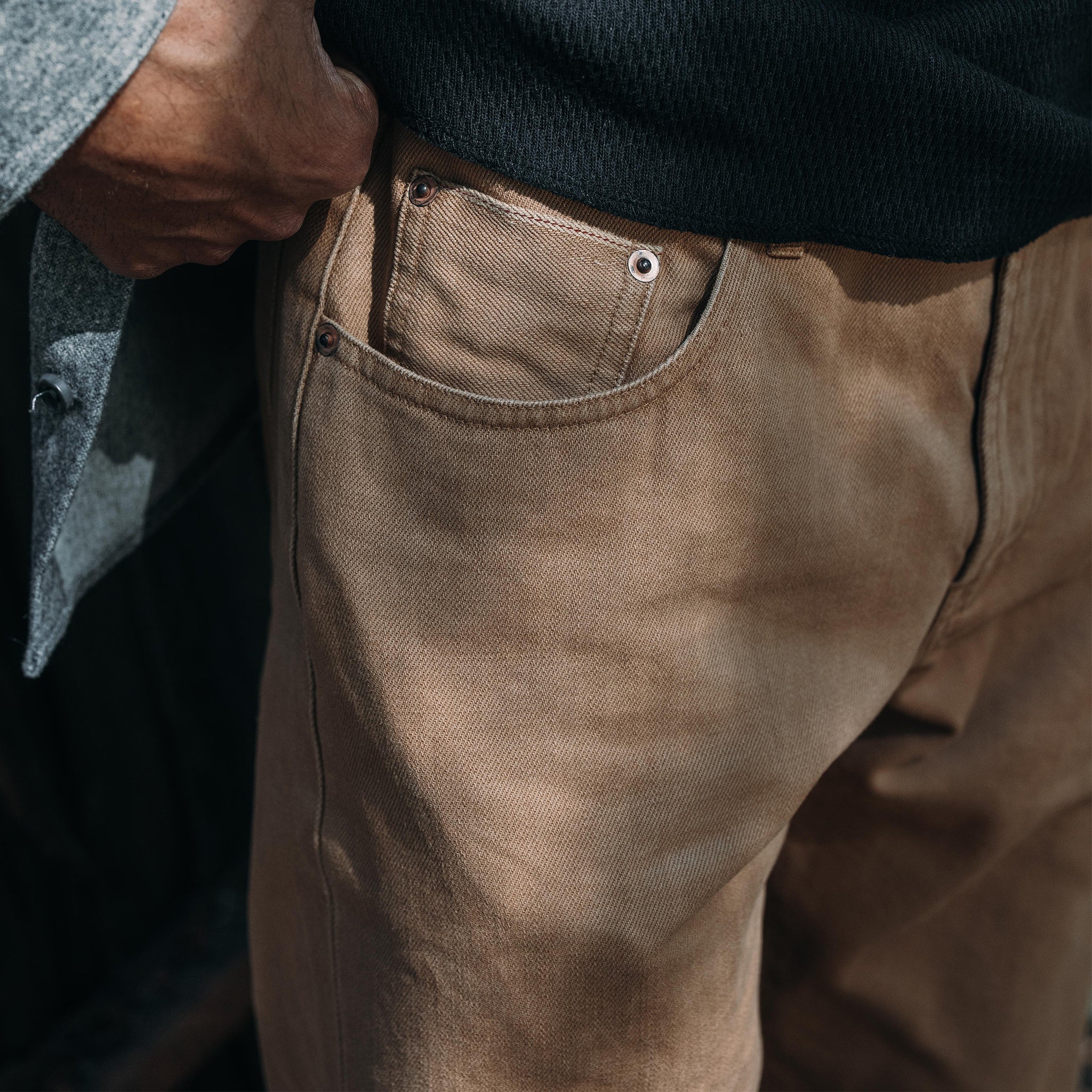 The Democratic All Day Pant in Washed Tobacco Selvage - Image 3