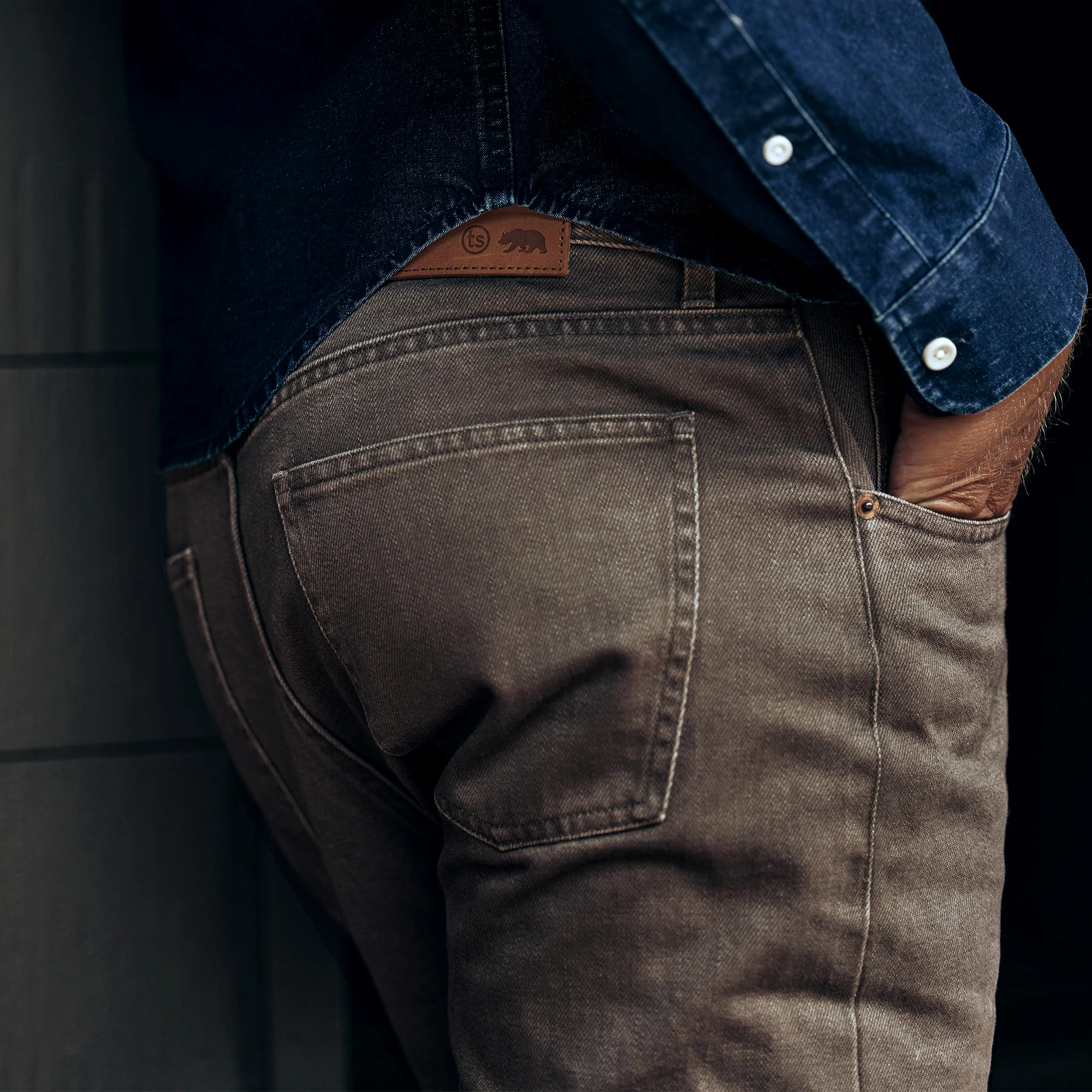 The Democratic All Day Pant in Washed Walnut Selvage - Image 3