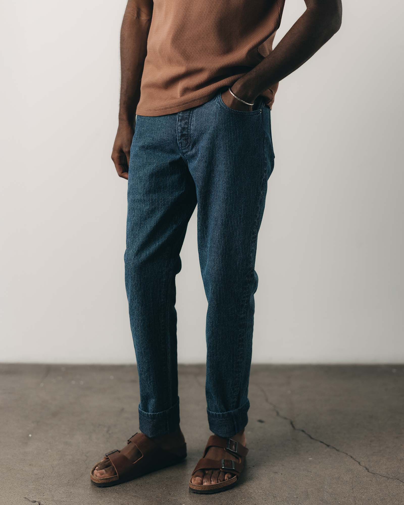 The Democratic Jean in Japanese Washed Indigo Sashiko - Image 2