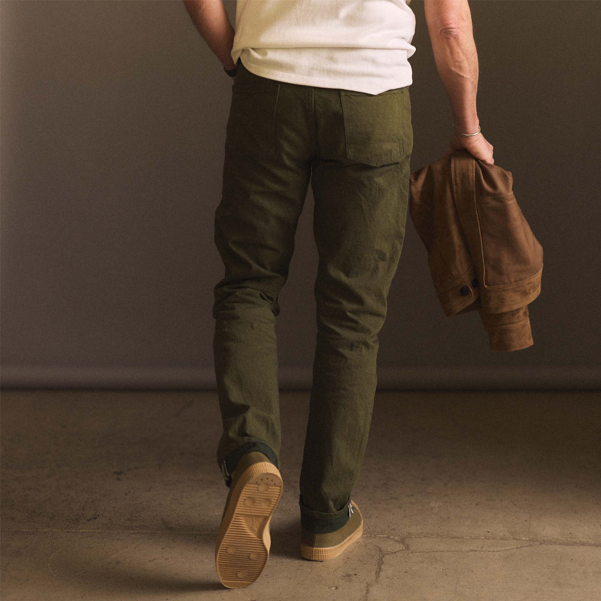 The Democratic Jean in Olive Nihon Menpu Selvage - Image 4