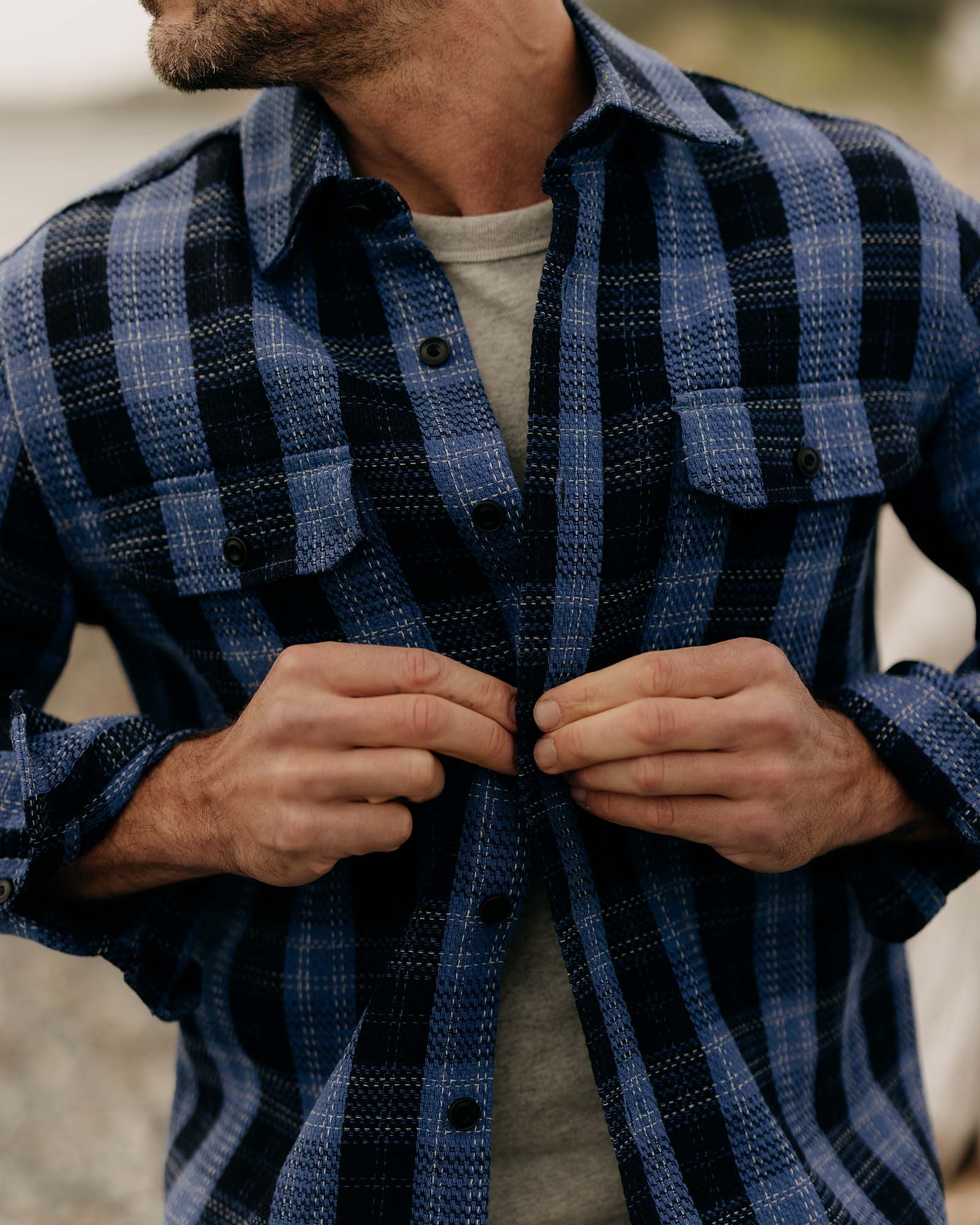 The Division Shirt in Rinsed Indigo Plaid - Image 4