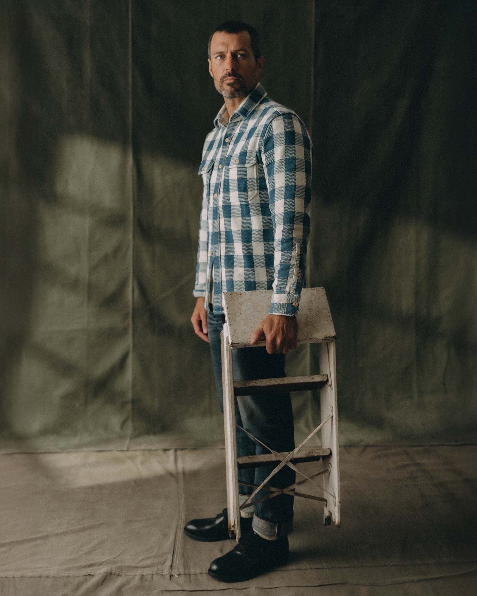 The Division Shirt in Washed Indigo Check - Image 5