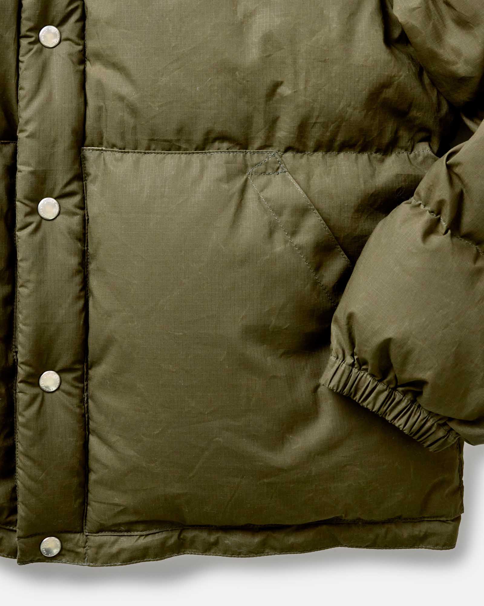 The Down Sweater in Olive Waxed Ripstop - Image 6