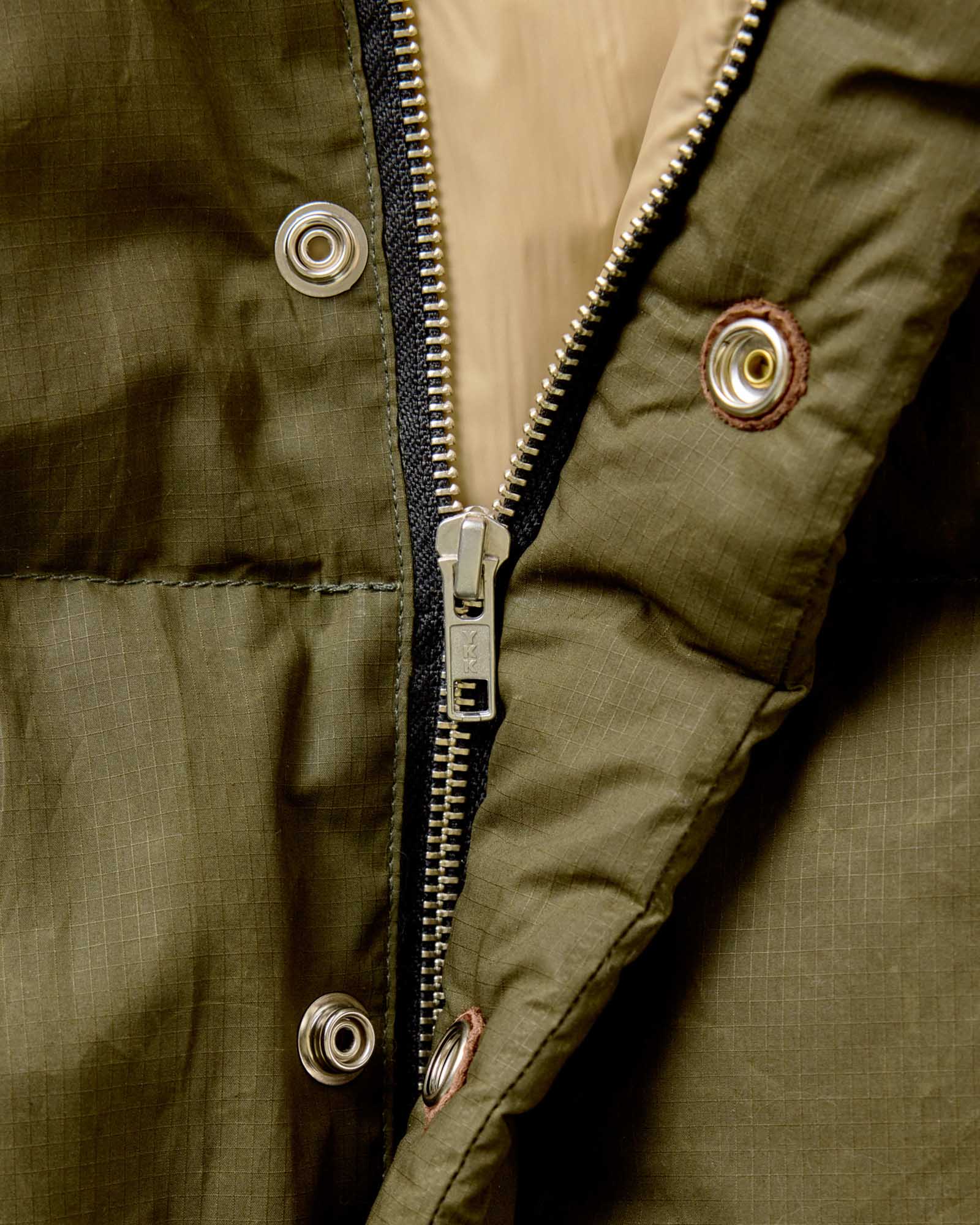 The Down Sweater in Olive Waxed Ripstop - Image 8