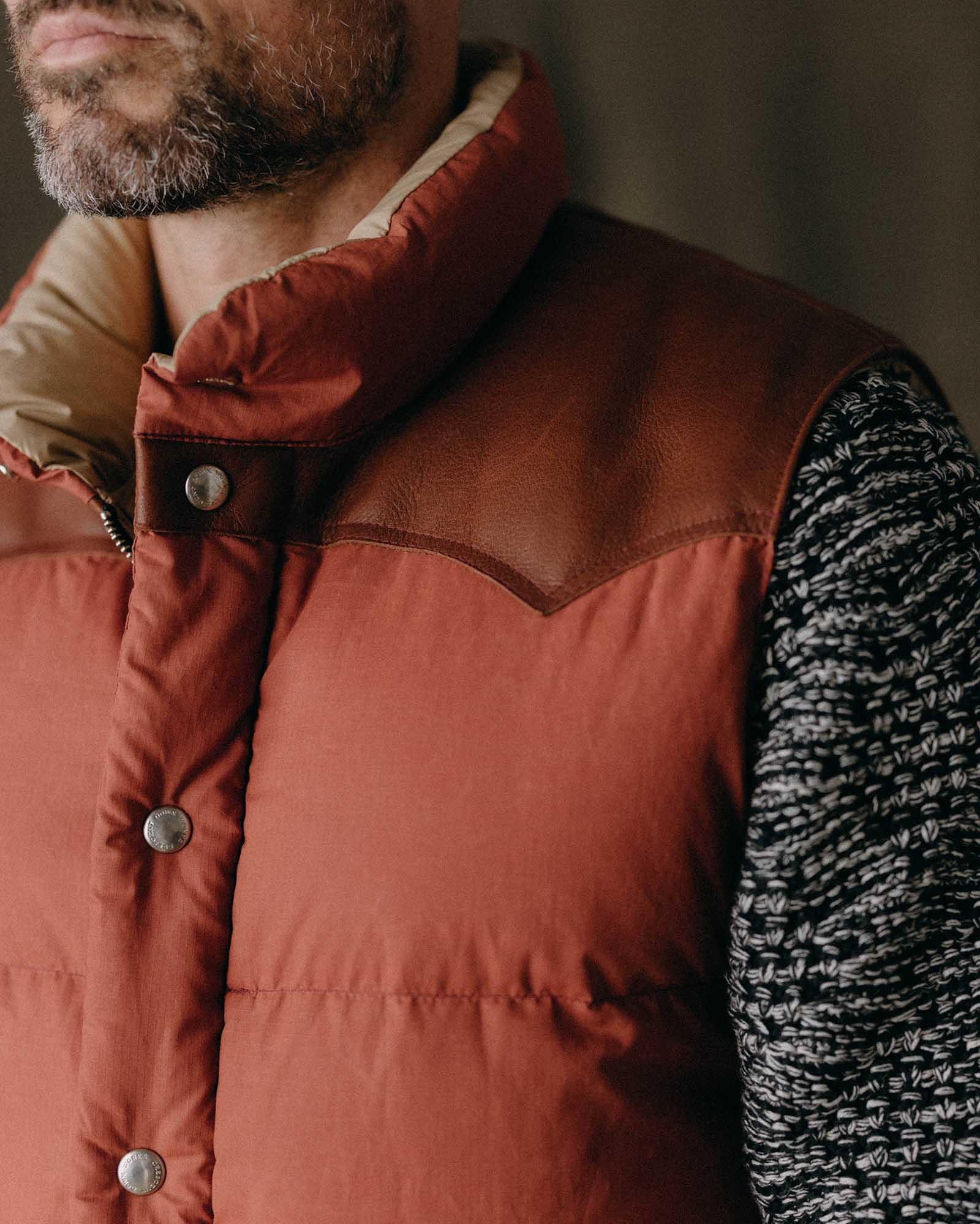 The Down Vest in Brick Red Waxed Ripstop - Image 2