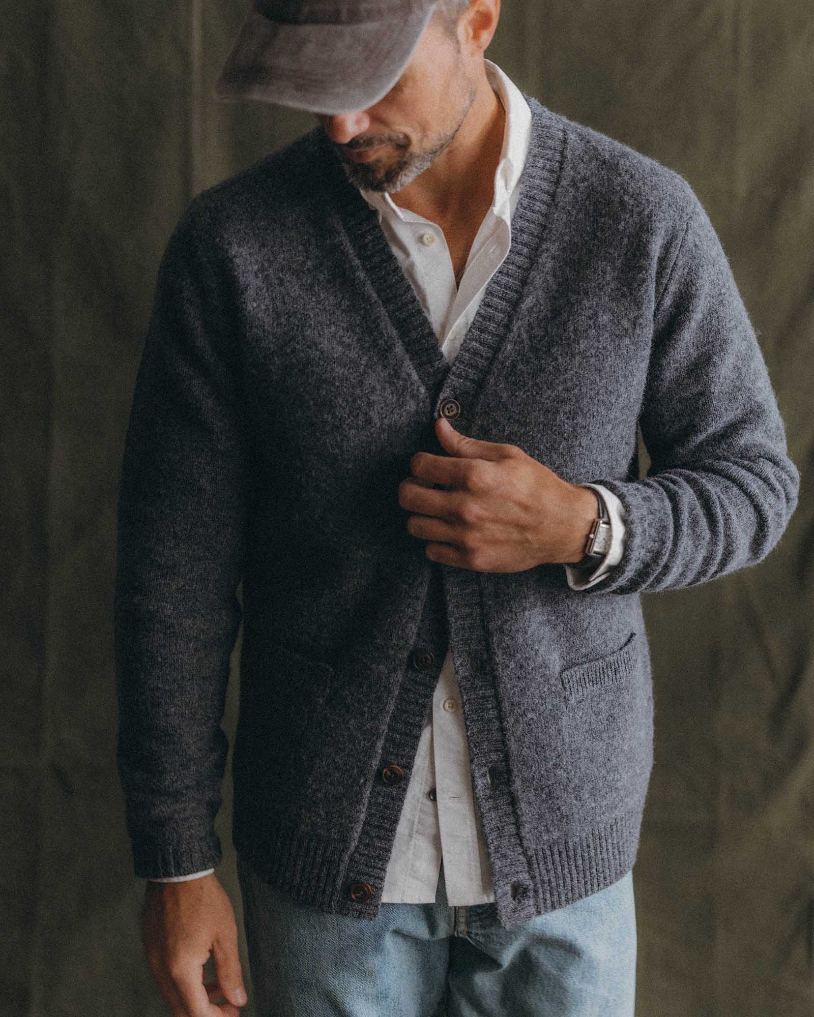 The Eastmoor Cardigan in Heather Graphite Wool - Image 2