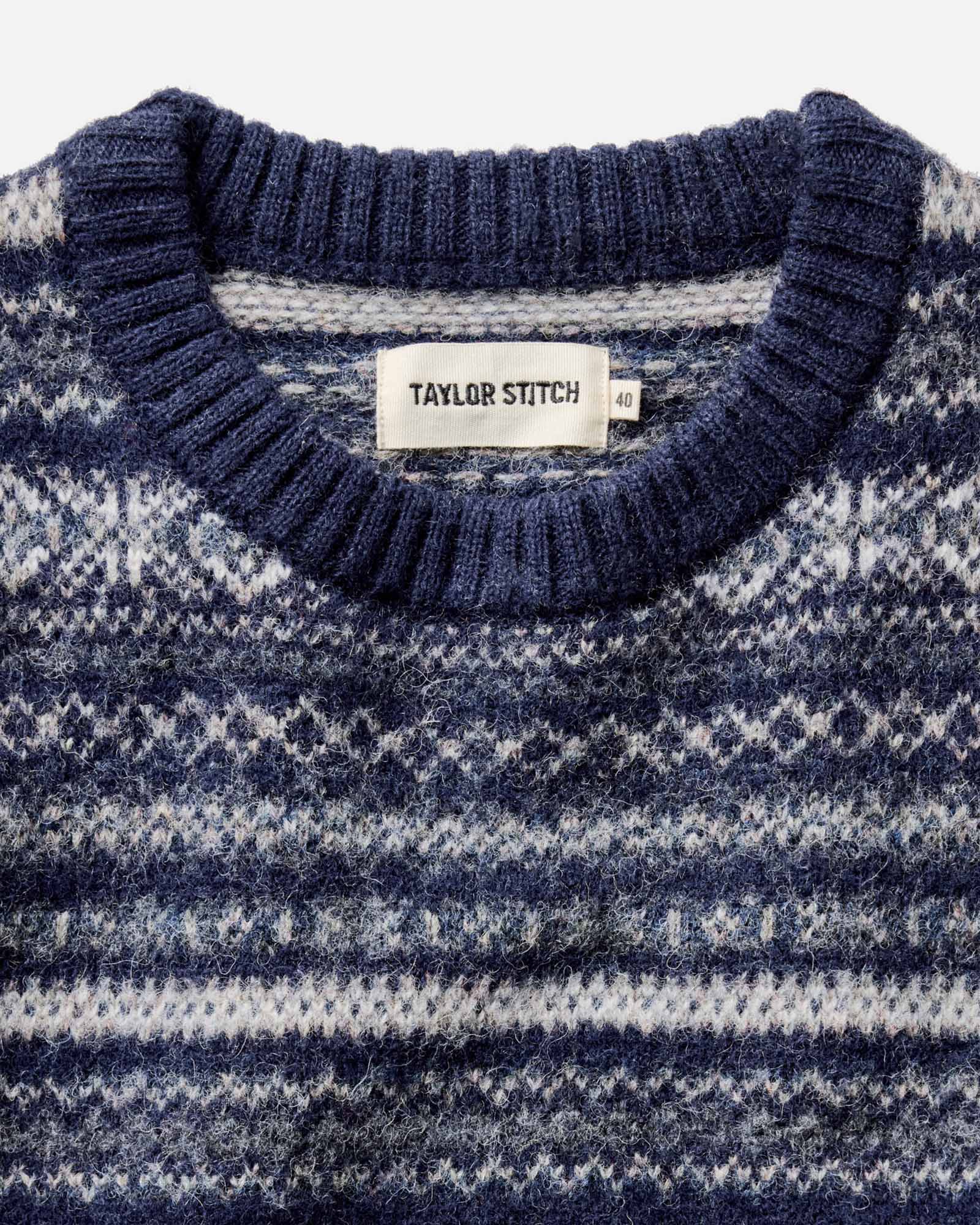 The Eastmoor Sweater in Navy Fair Isle Wool - Image 5
