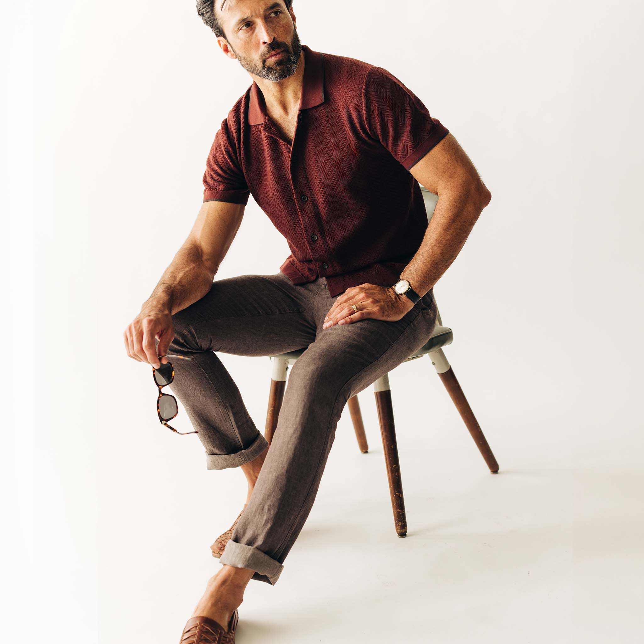 The Easy Pant in Cocoa Linen - Image 5