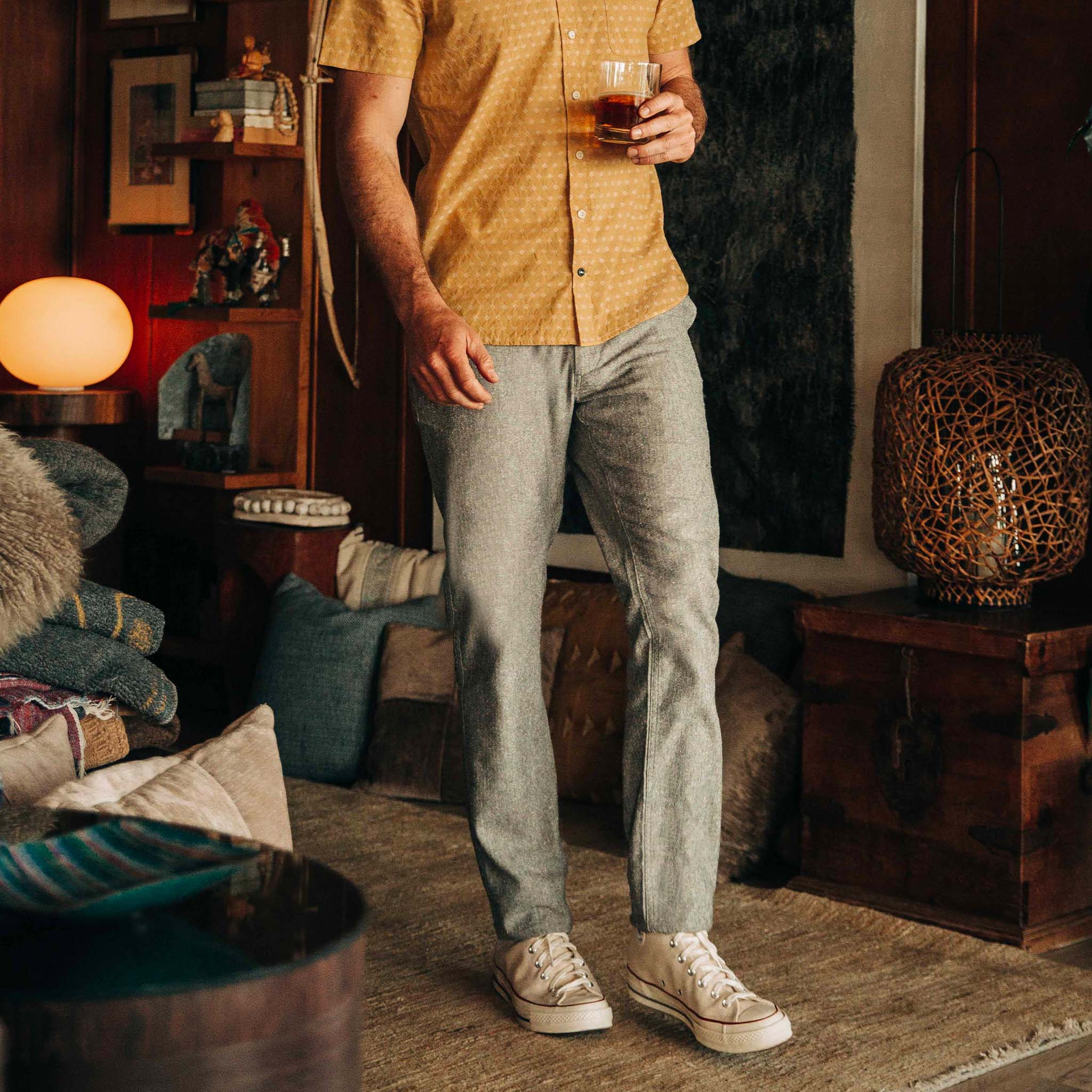 The Easy Pant in Olive Herringbone - Image 2