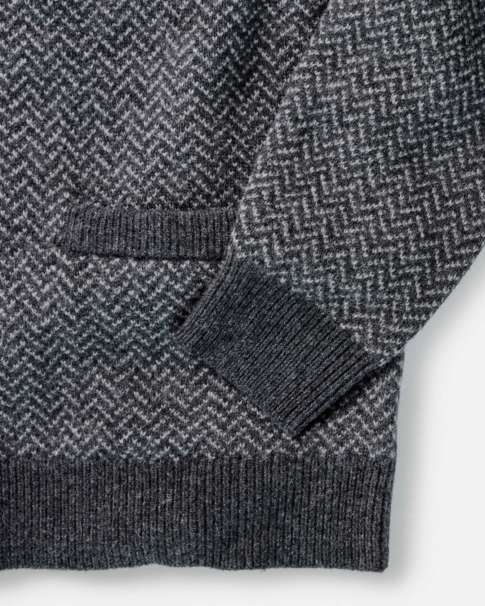 The Eddy Cardigan in Heather Charcoal Herringbone - Image 6