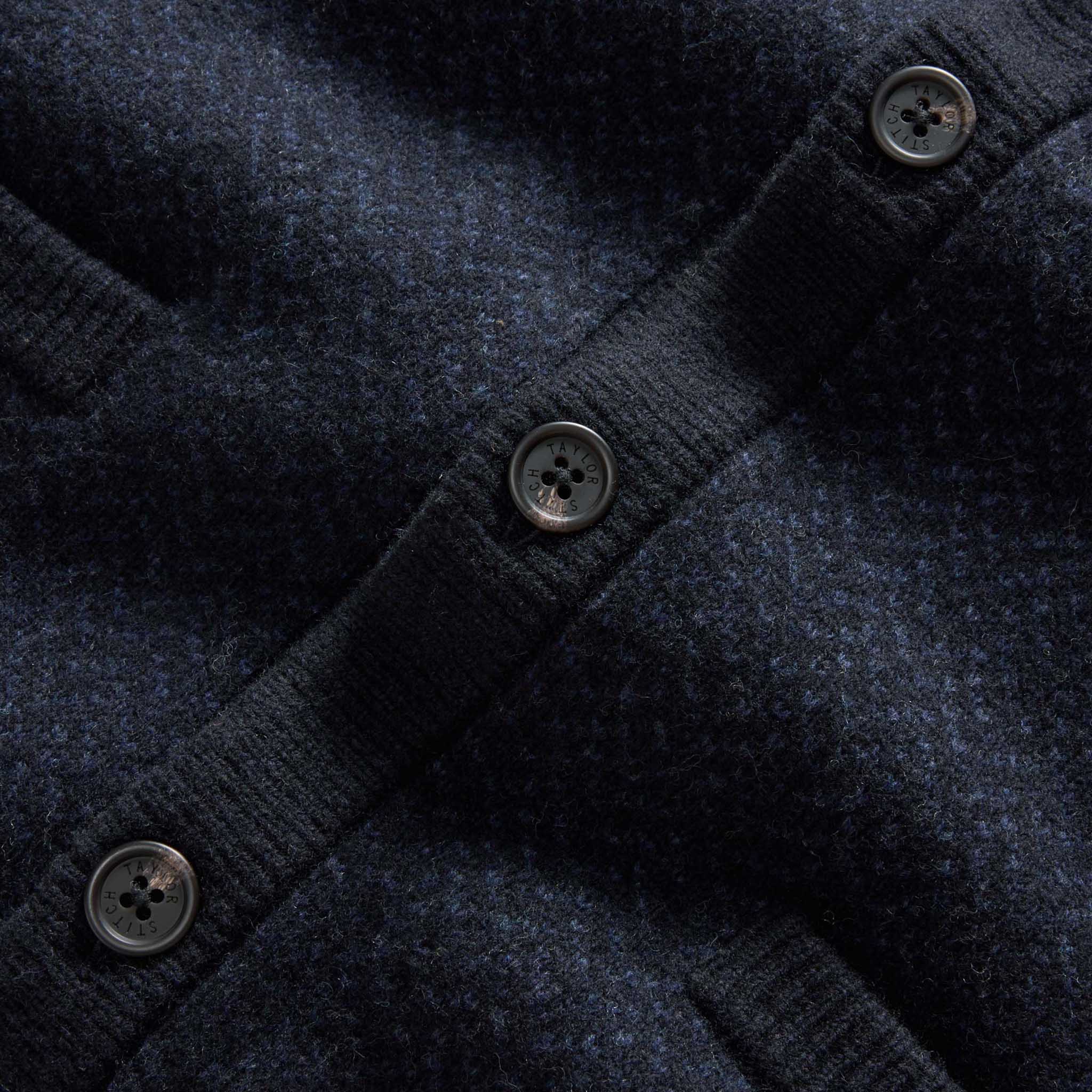 The Eddy Cardigan in Heather Marine Herringbone - Image 6