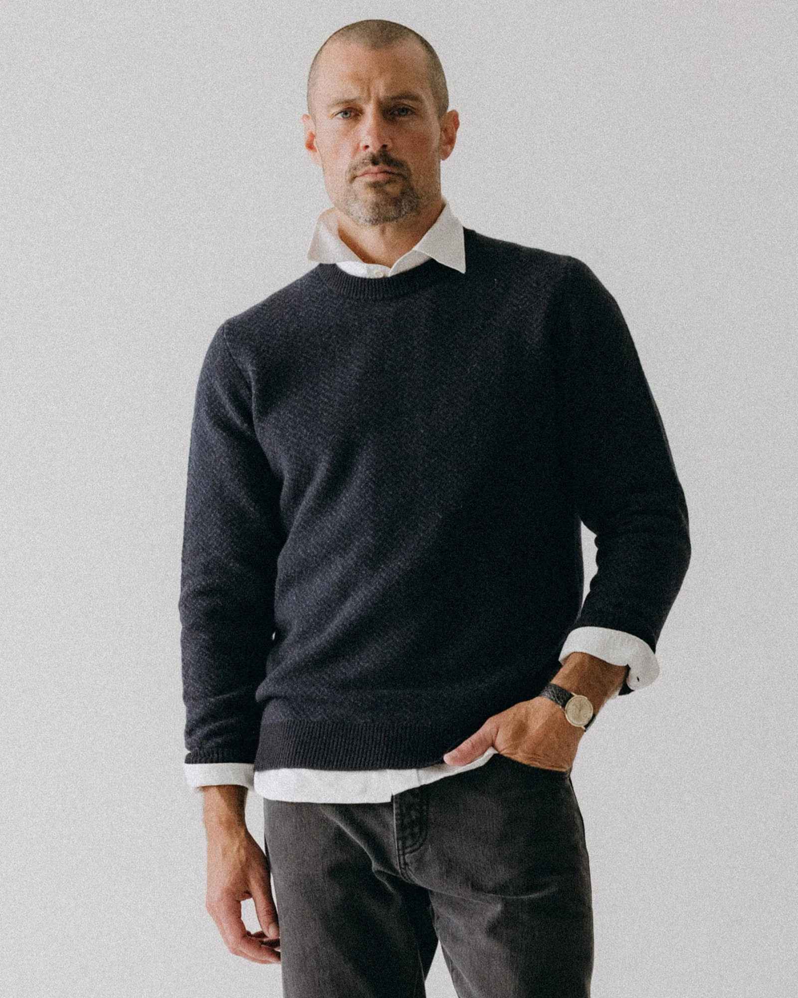The Eddy Crew in Heather Marine Herringbone - Image 3