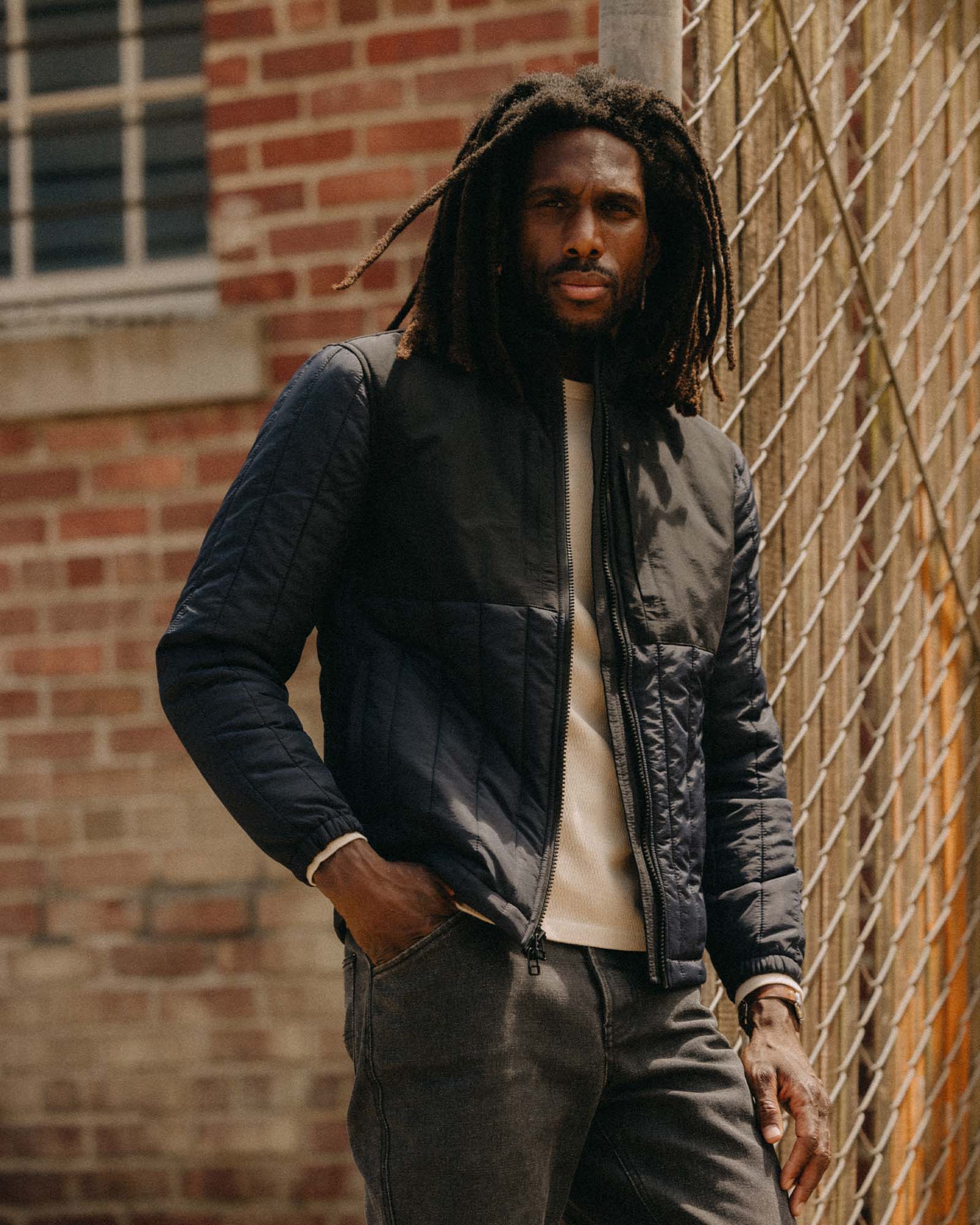 The Ember Jacket in Dark Navy Quilted Nylon - Image 2