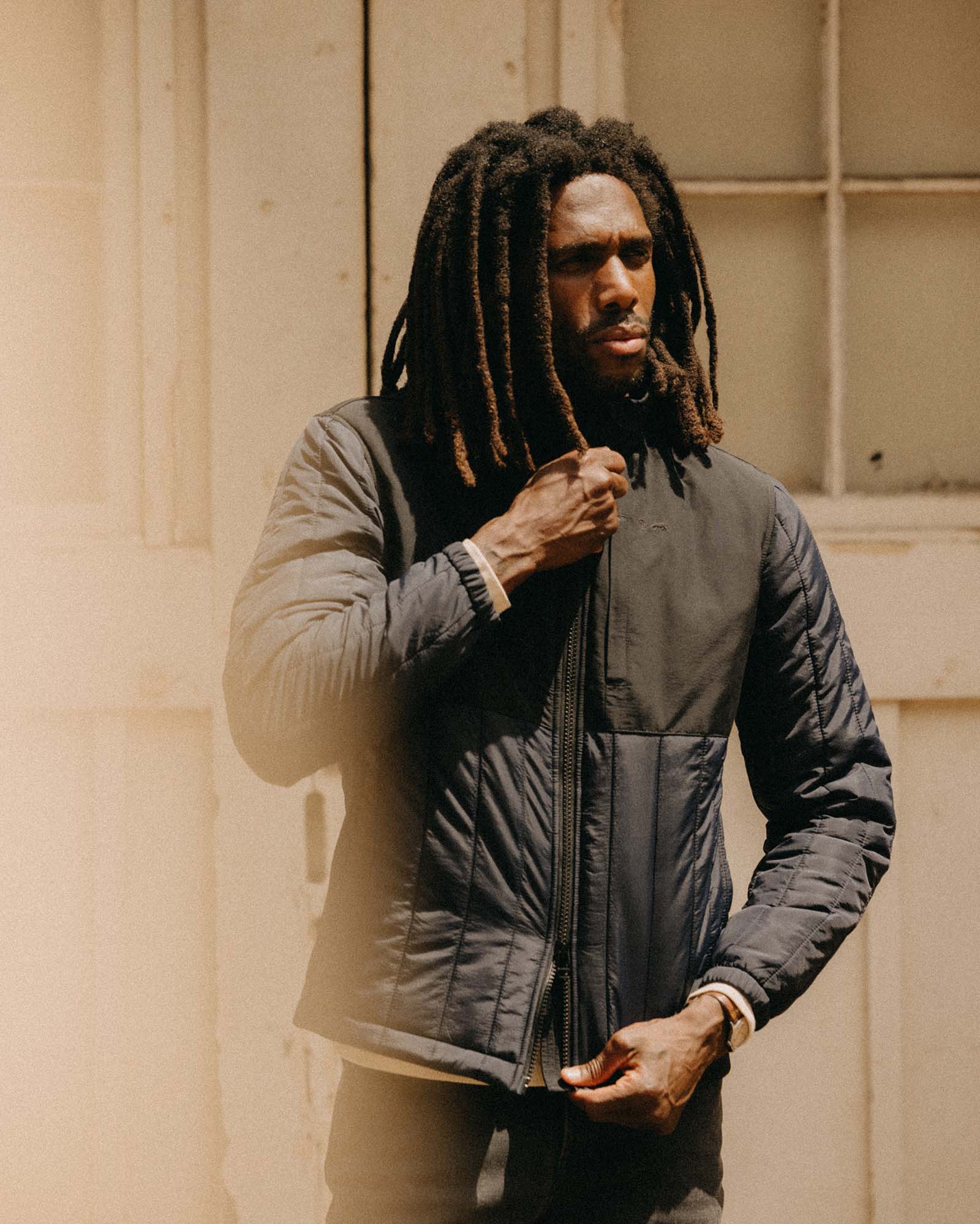 The Ember Jacket in Dark Navy Quilted Nylon - Image 5