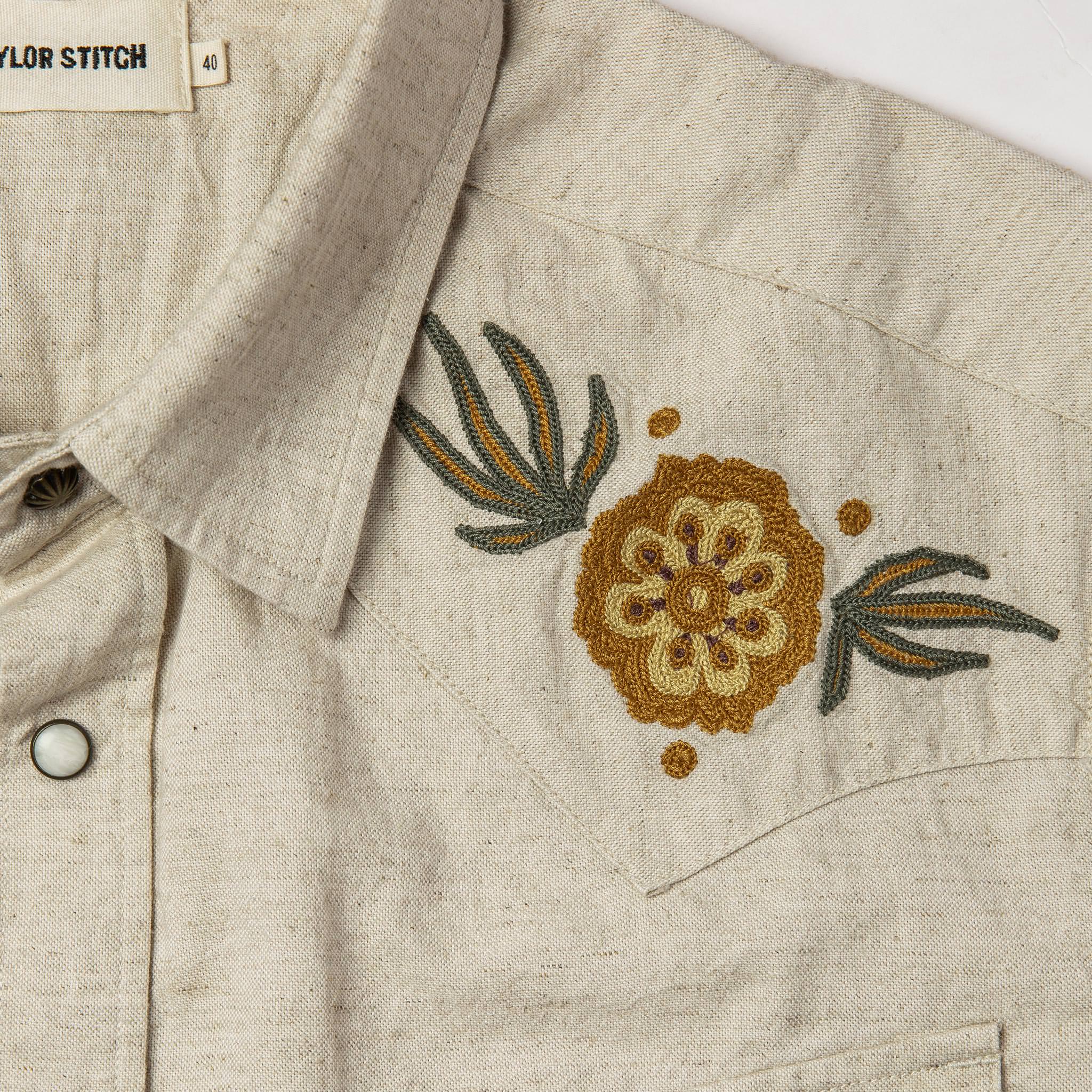The Embroidered Short Sleeve Western in Natural - Image 7