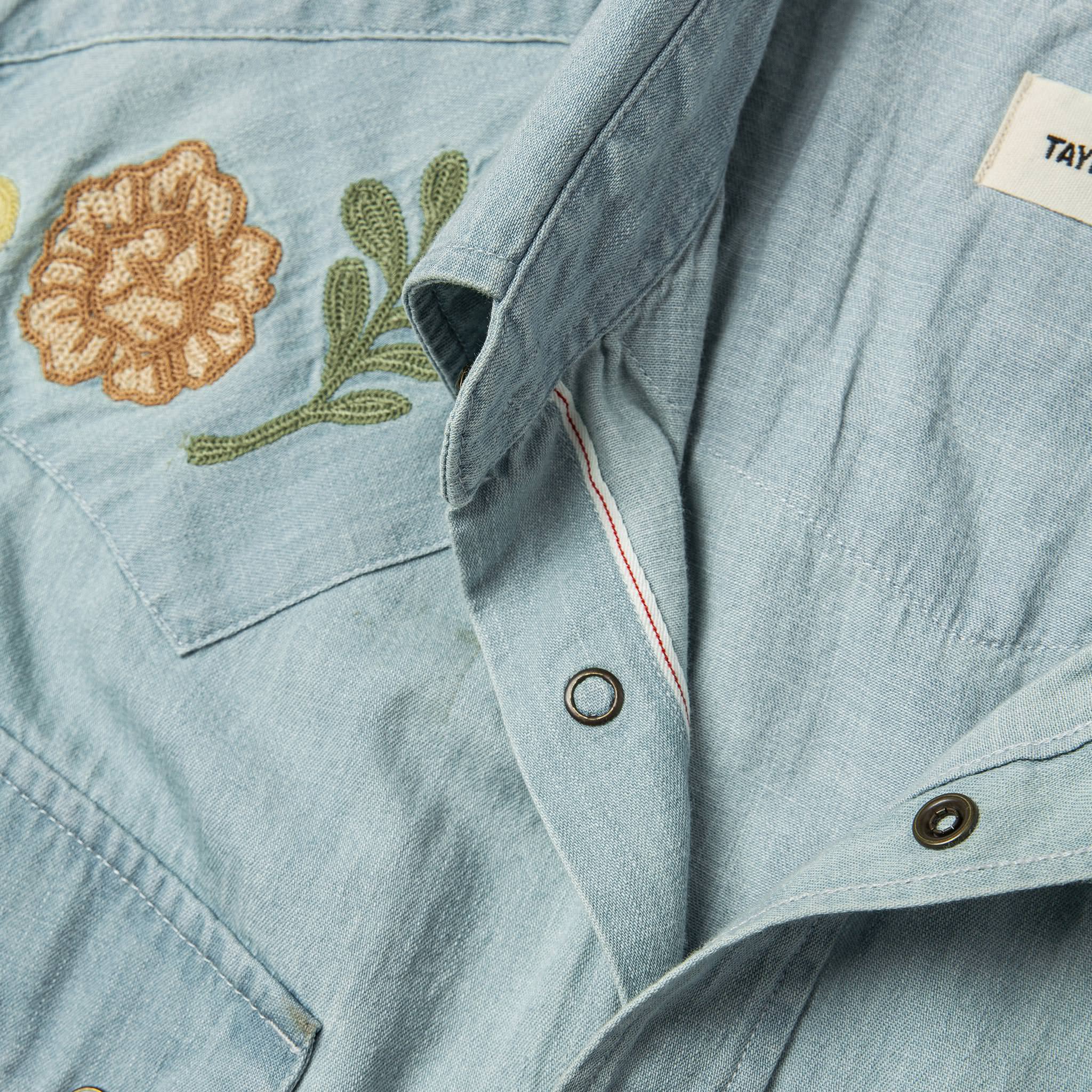 The Embroidered Western Shirt in Washed Denim - Image 8