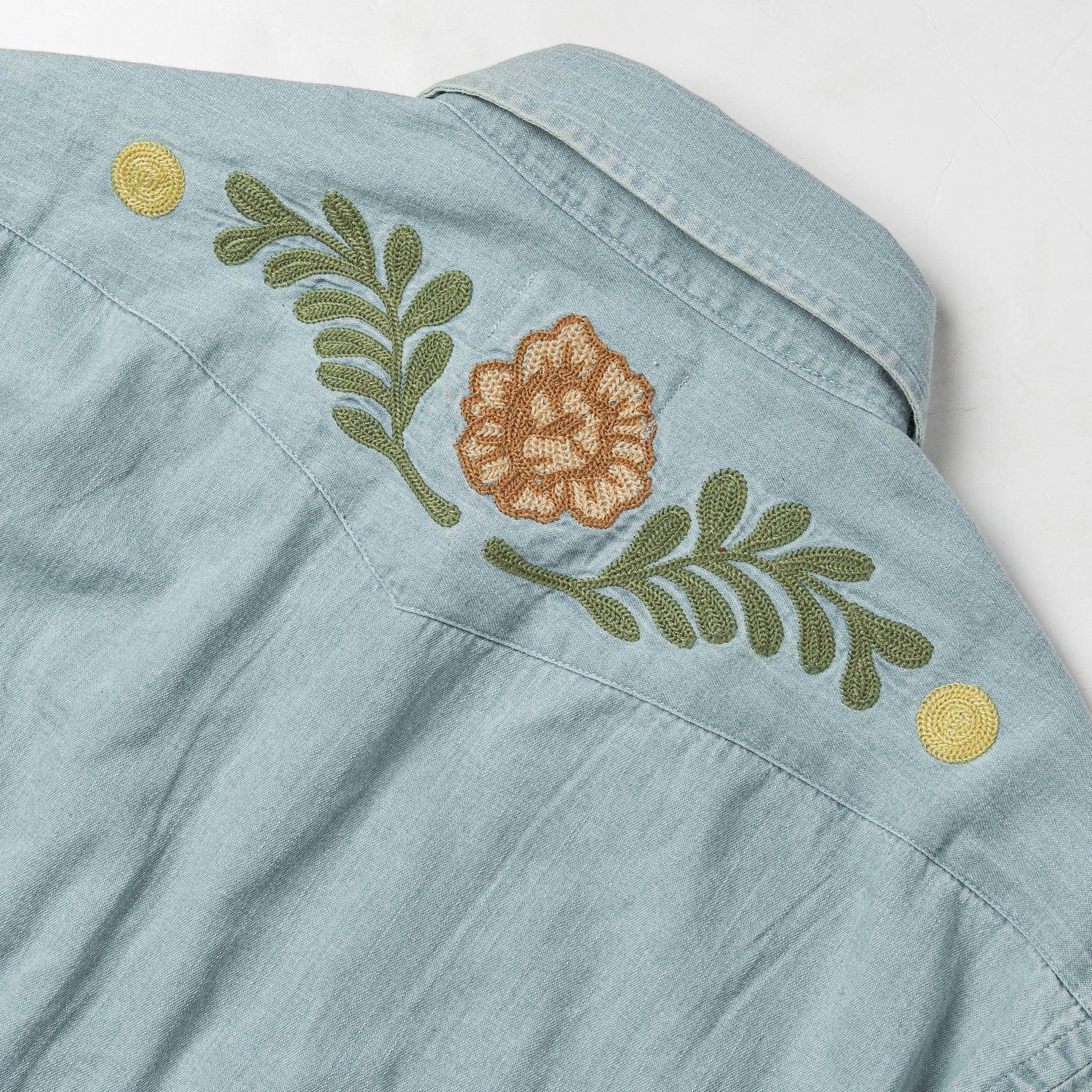 The Embroidered Western Shirt in Washed Denim - Image 9