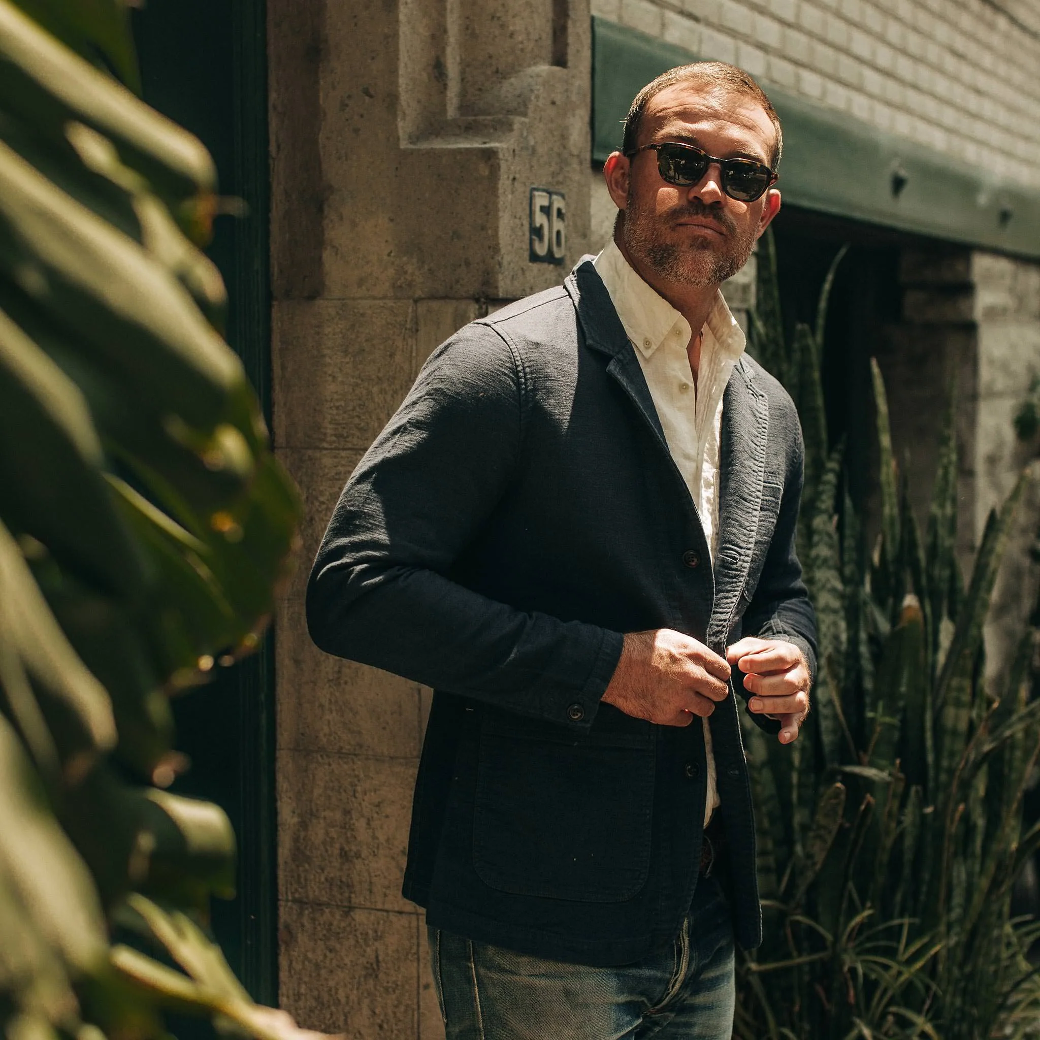 The Emerson Jacket in Navy Double Cloth - Image 3