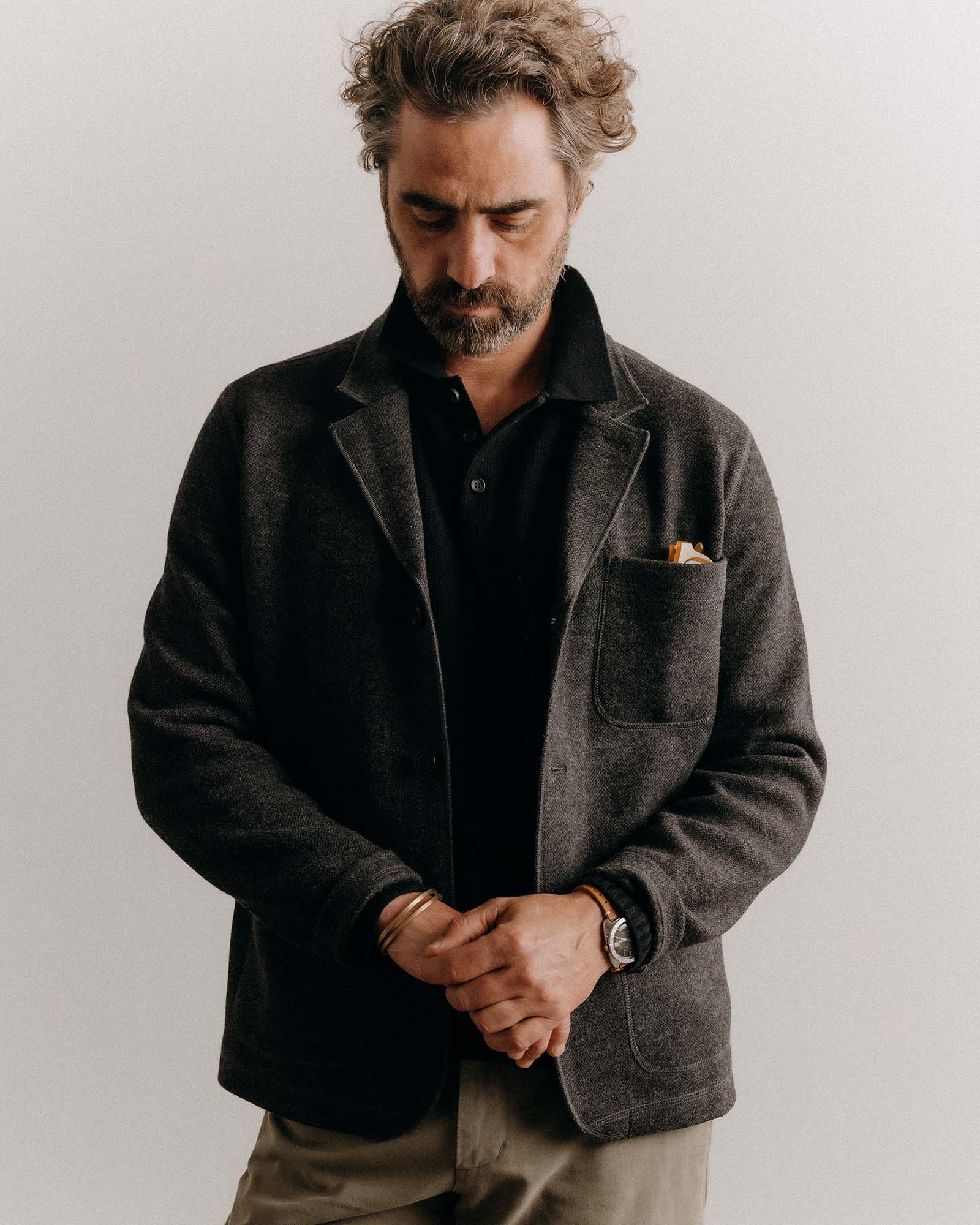 The Evans Blazer in Charcoal Birdseye Wool - Image 2