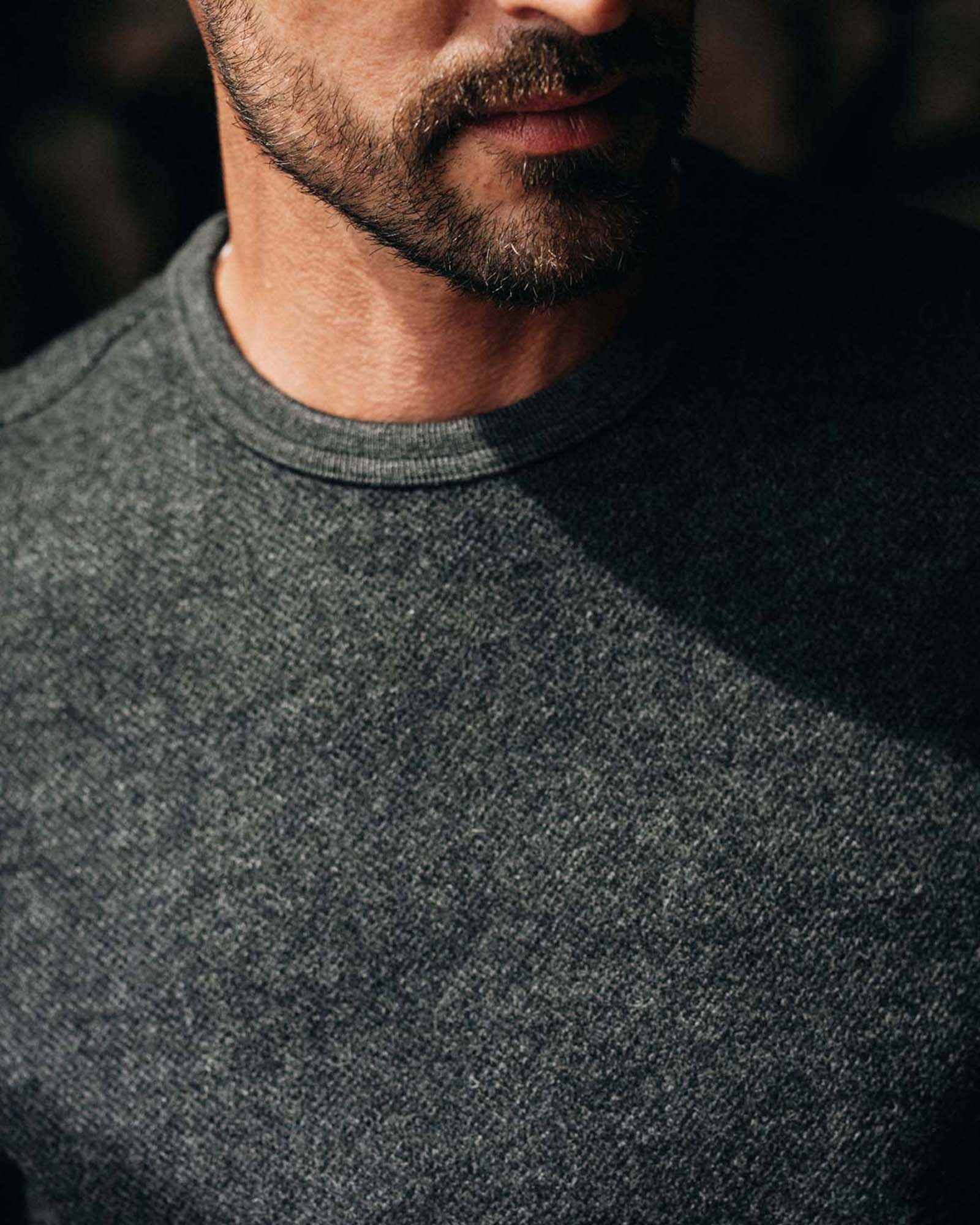 The Evans Crew in Charcoal Birdseye Wool - Image 3