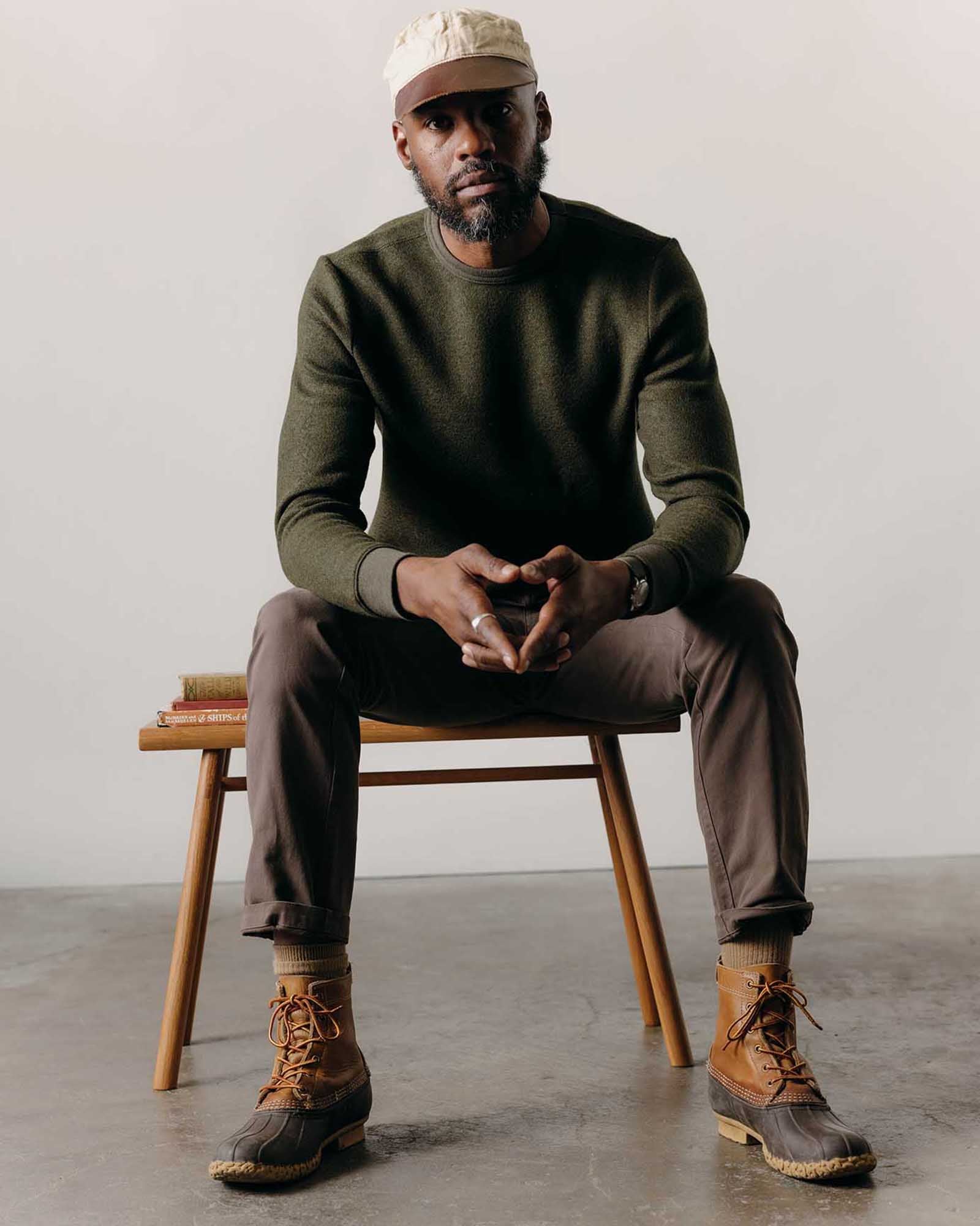 The Evans Crew in Forest Birdseye Wool - Image 6