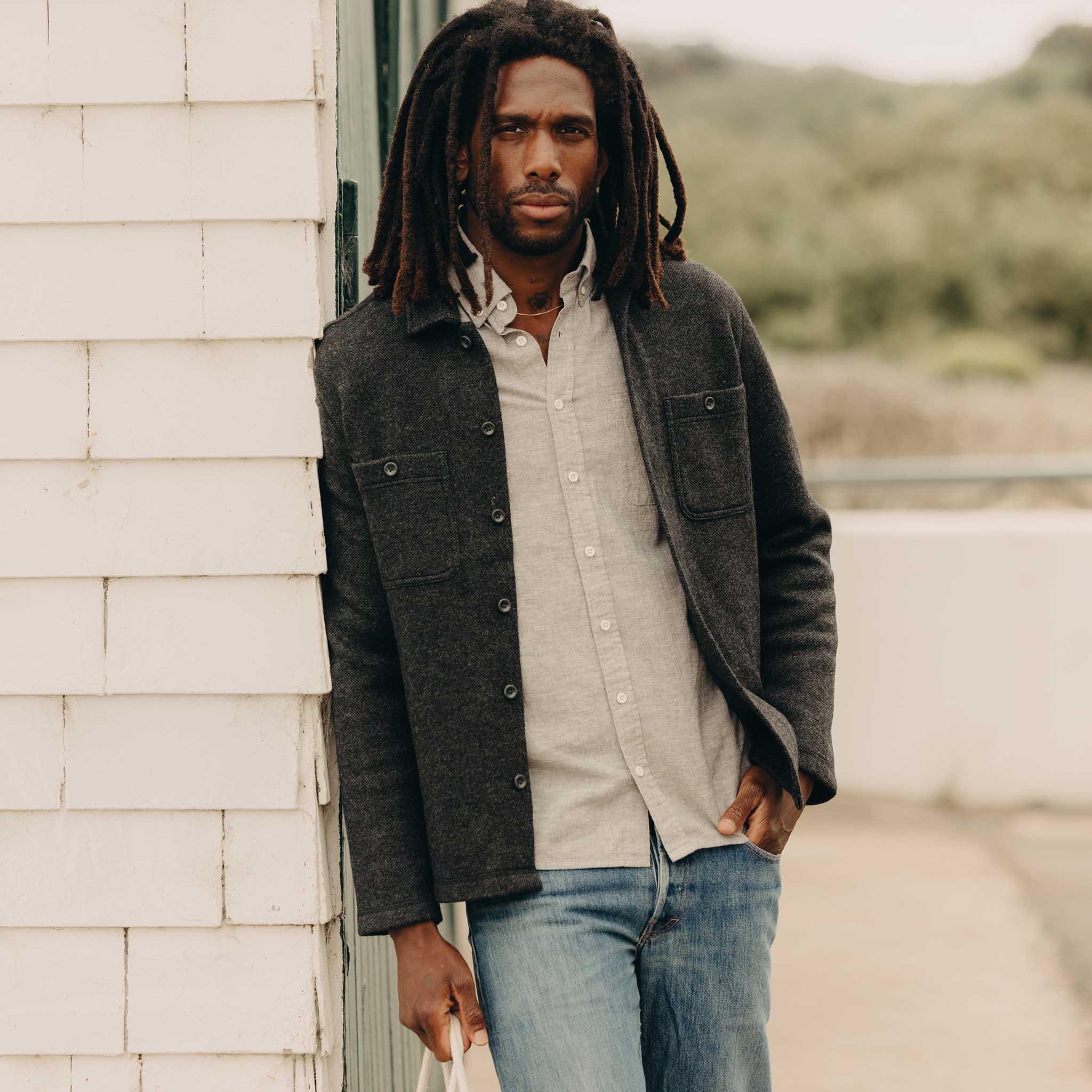 The Evans Overshirt in Charcoal Birdseye Wool - Image 2
