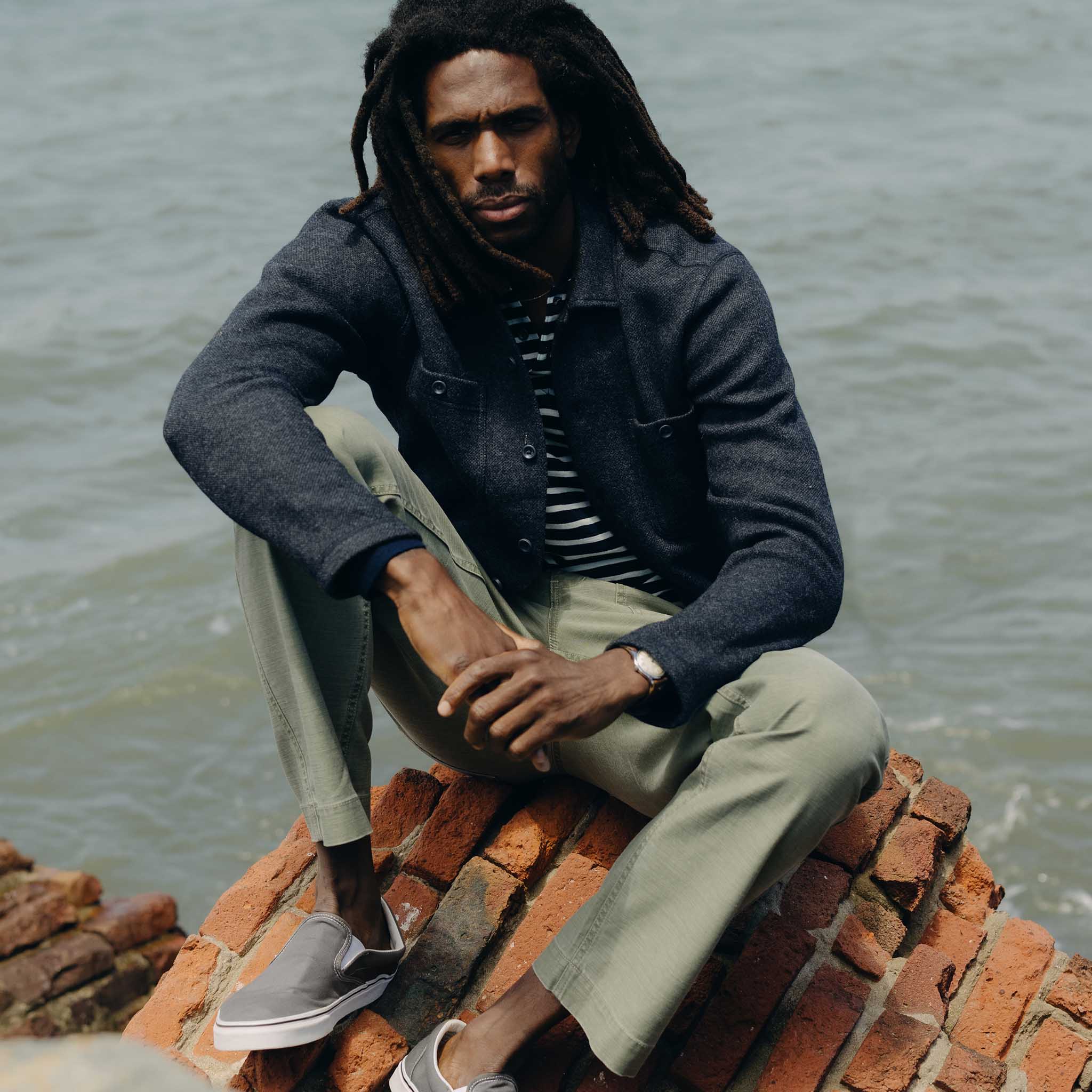 The Evans Overshirt in Navy Birdseye Wool - Image 2