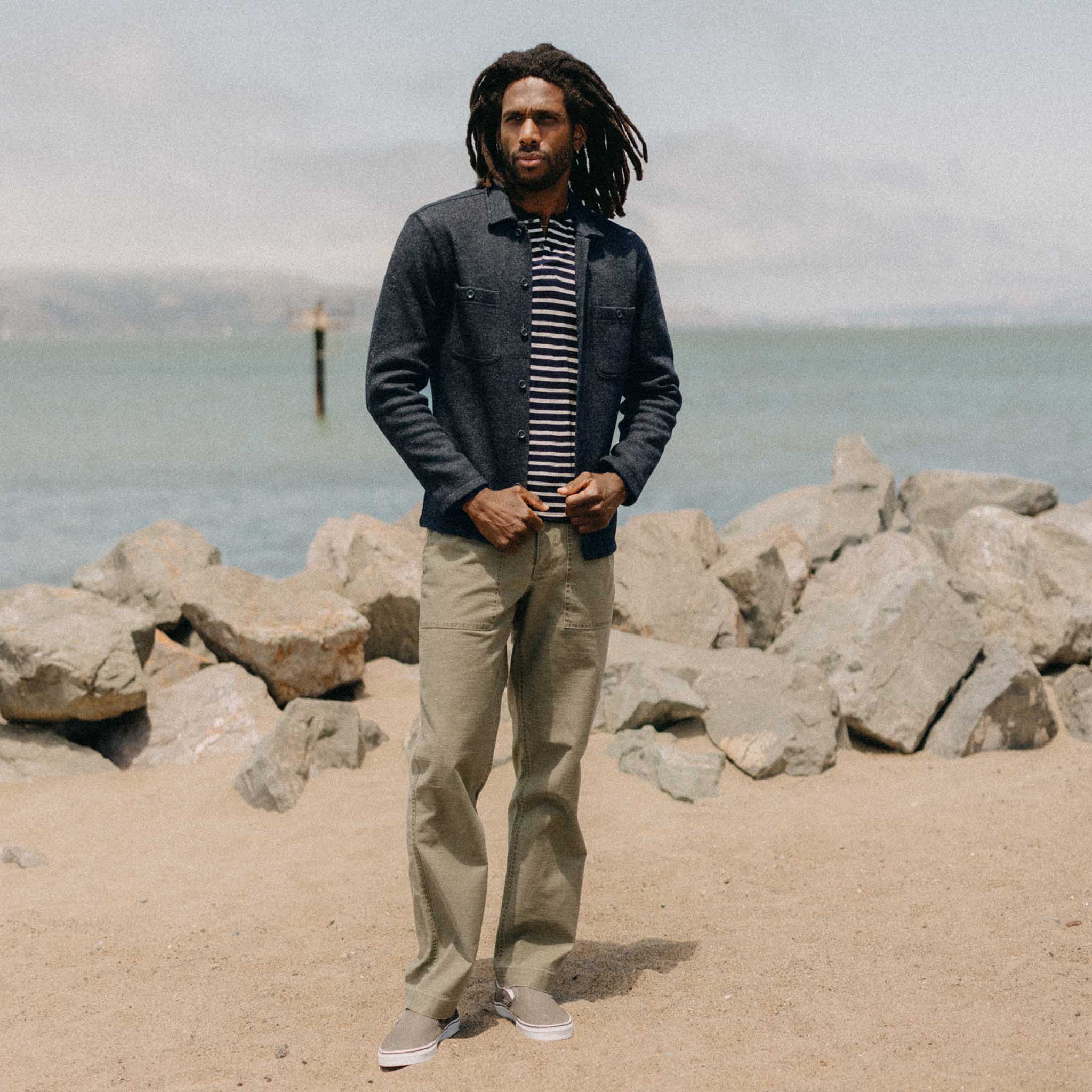 The Evans Overshirt in Navy Birdseye Wool - Image 3