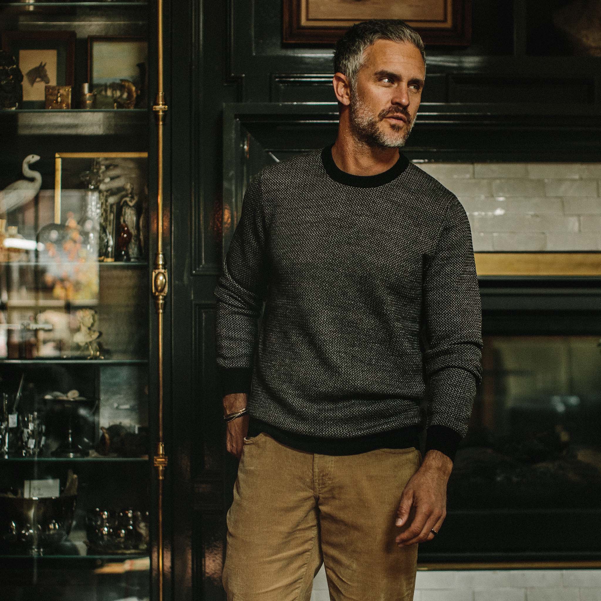 The Everett Sweater in Black Birdseye - Image 2