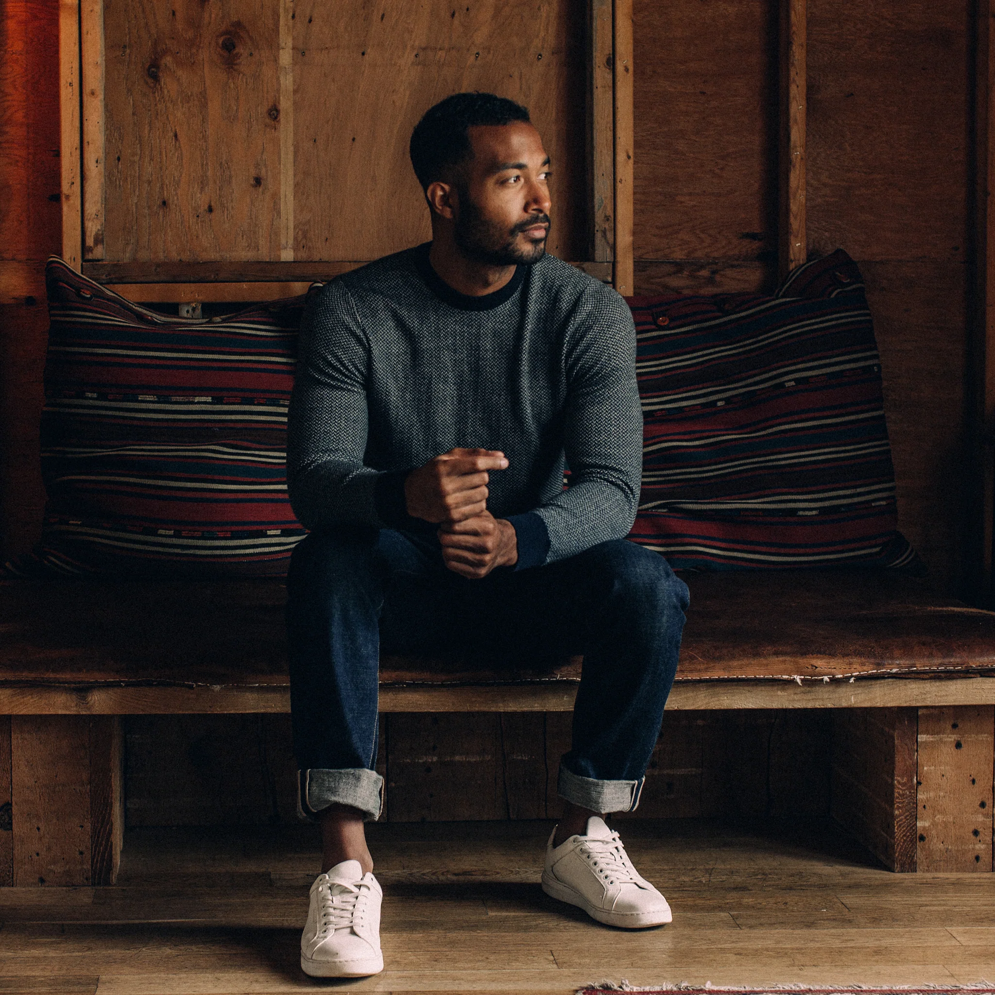 The Everett Sweater in Navy Birdseye - Image 3