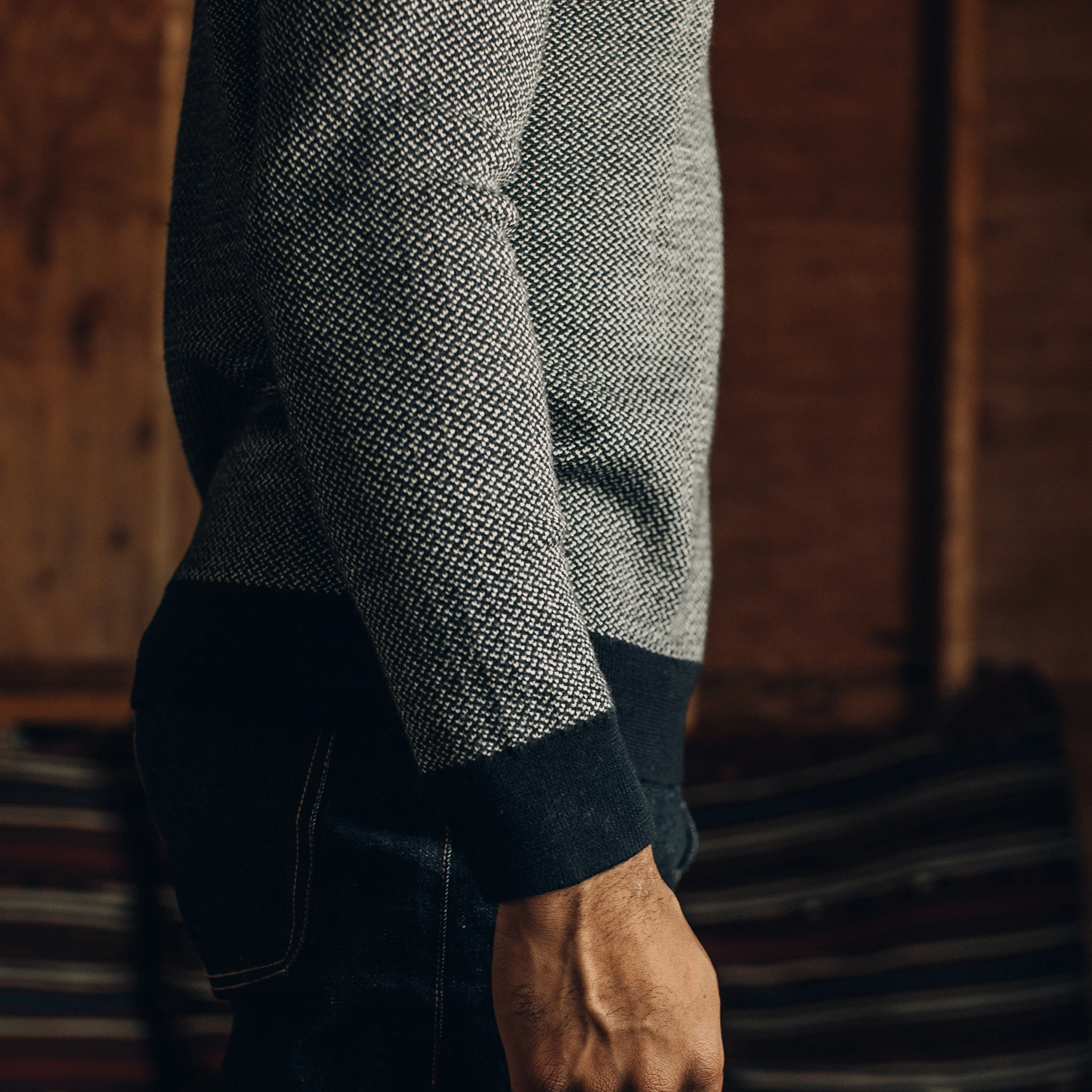 The Everett Sweater in Navy Birdseye - Image 4