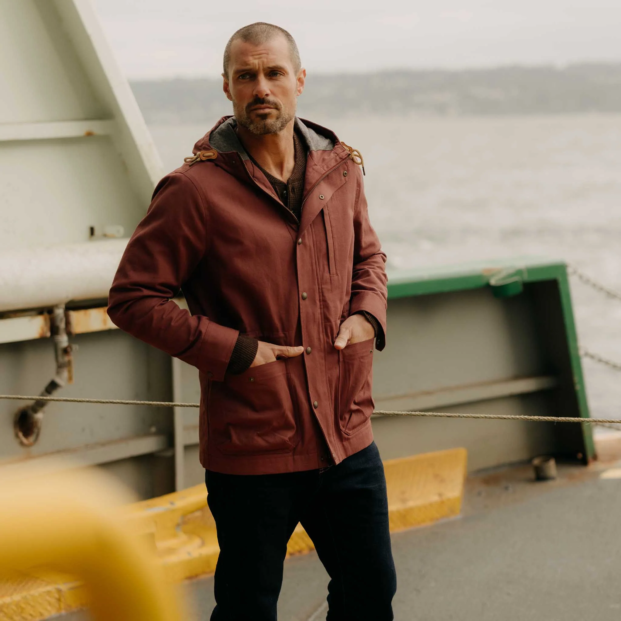 The Explorer Jacket in Red Wine Dry Wax - Image 2