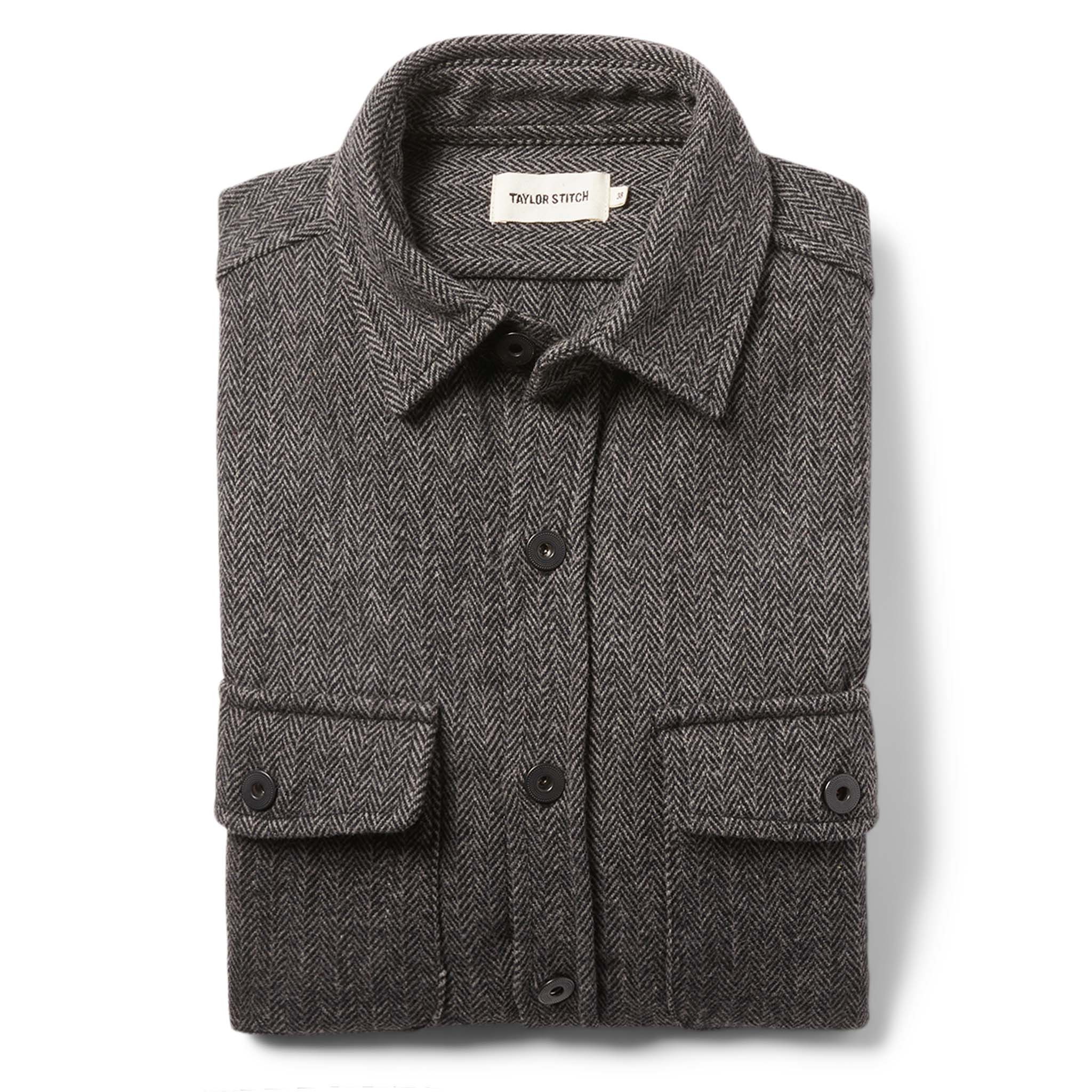 The Explorer Shirt in Coal Herringbone Wool - Image 9