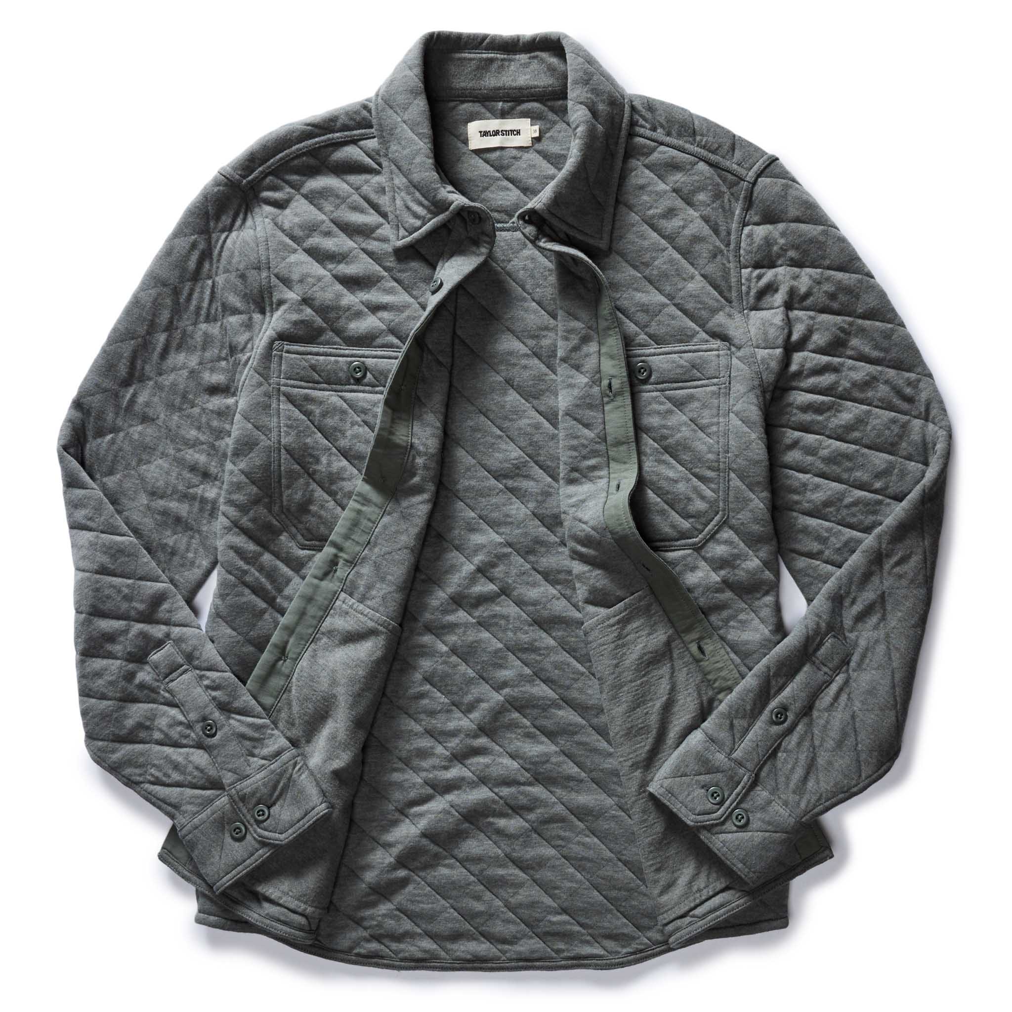 The Fall Line Overshirt in Heather Ash Quilted Jersey - Image 6