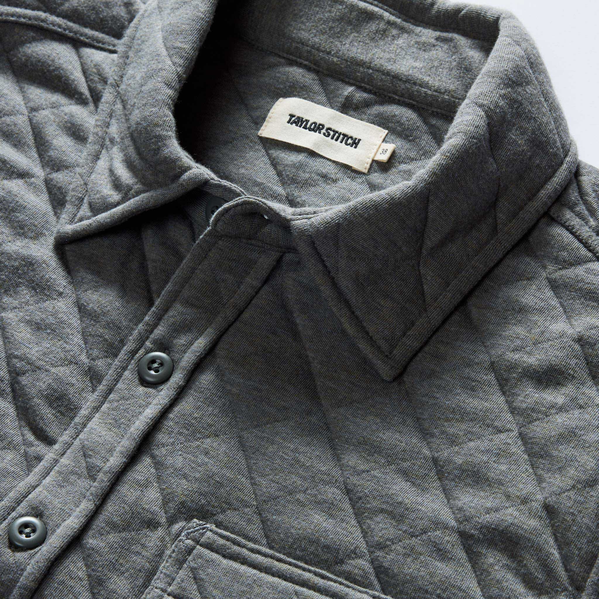 The Fall Line Overshirt in Heather Ash Quilted Jersey - Image 9