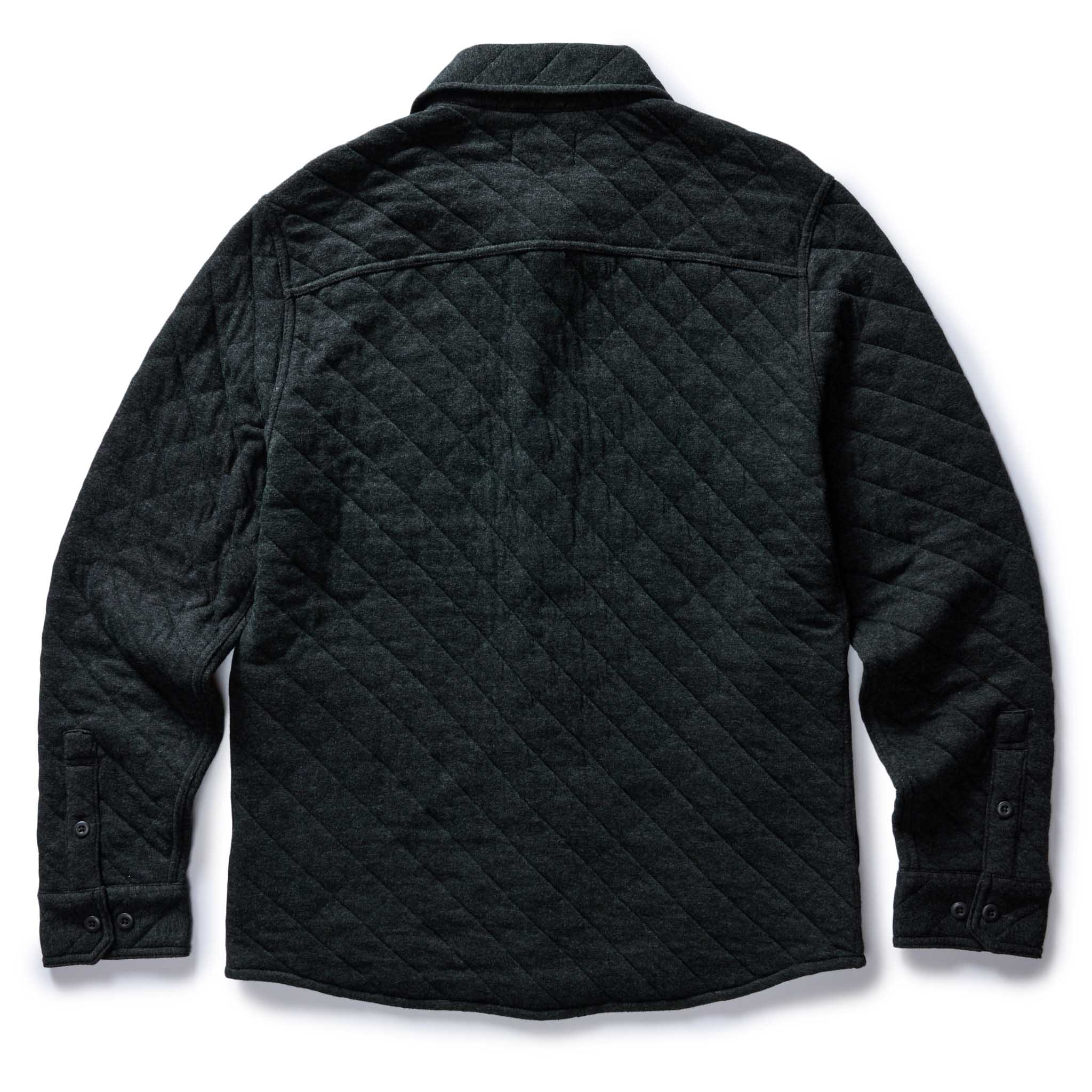 The Fall Line Overshirt in Heather Coal Quilted Jersey - Image 7