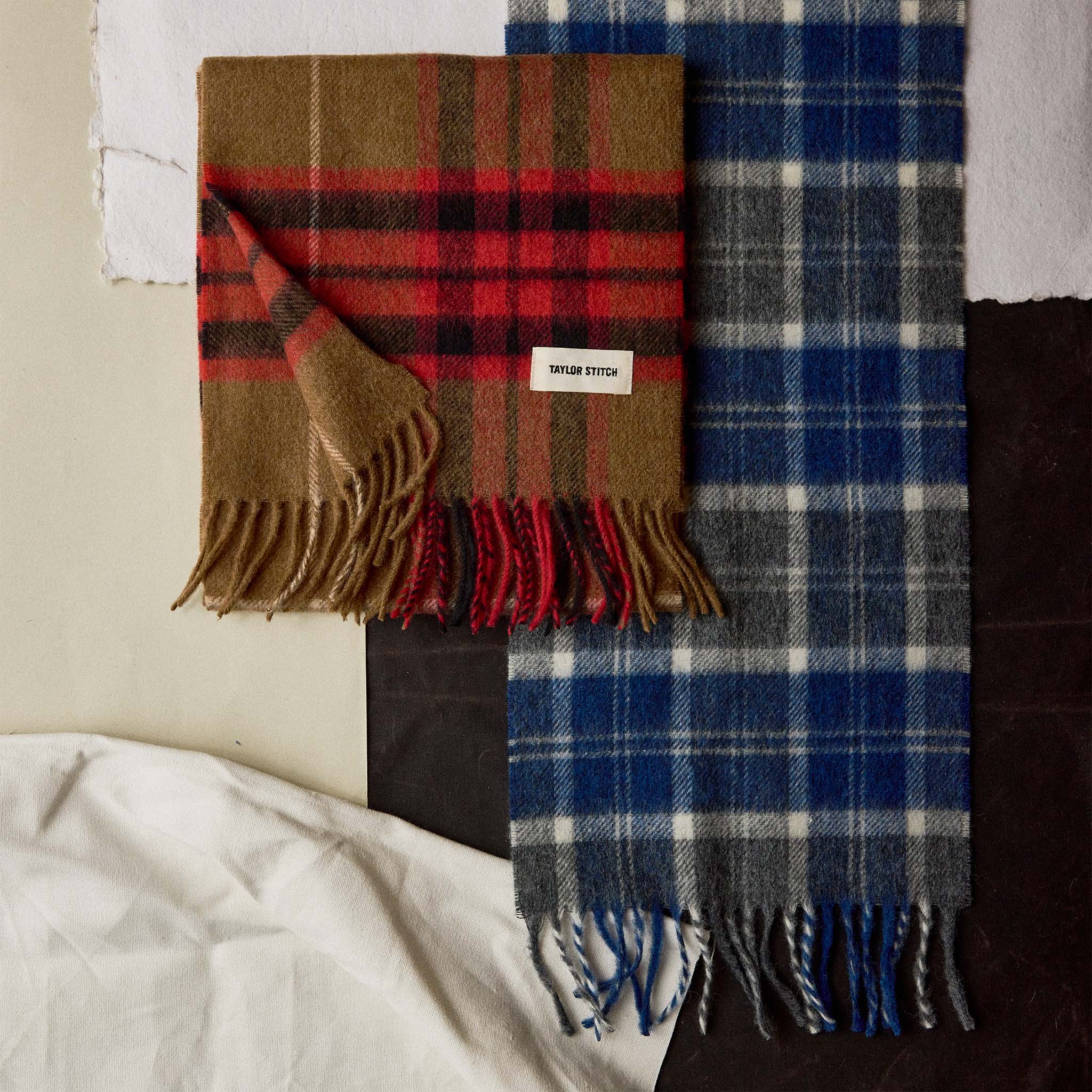 The Fireside Scarf in Blue Check Merino - Image 2