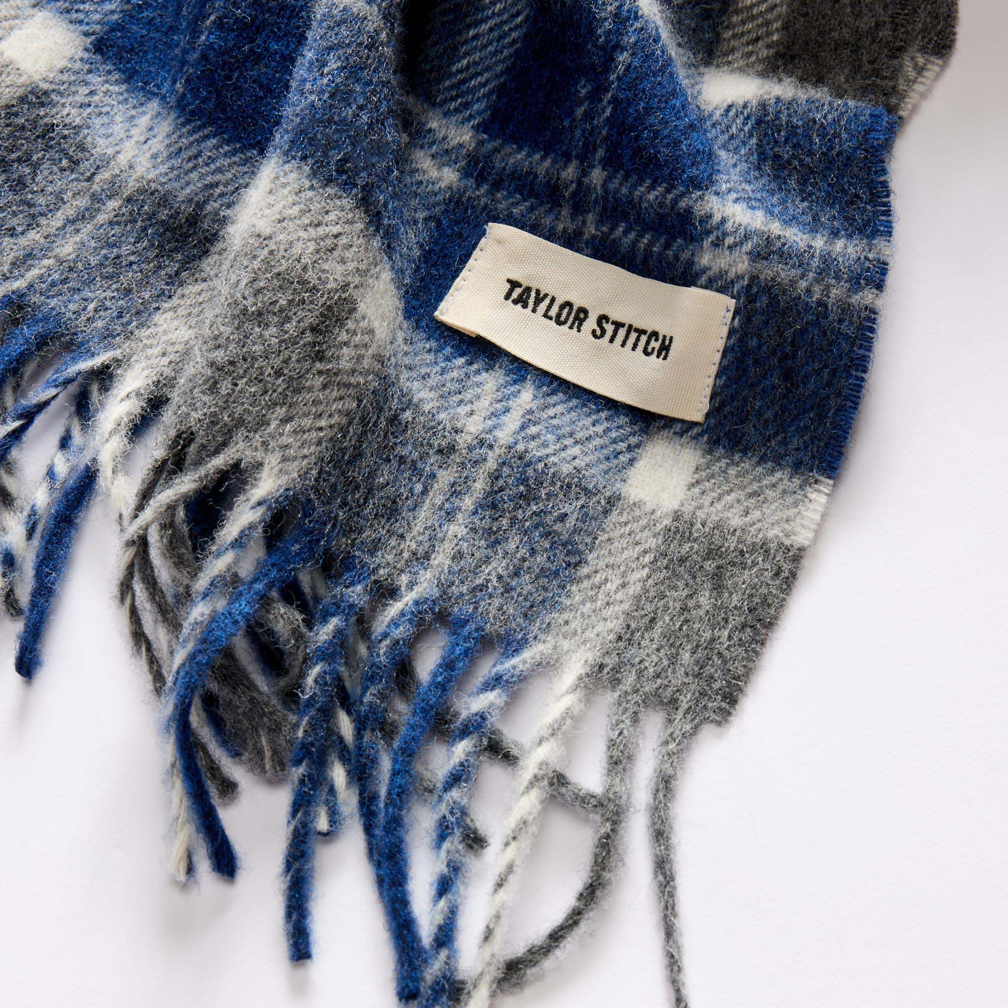 The Fireside Scarf in Blue Check Merino - Image 3