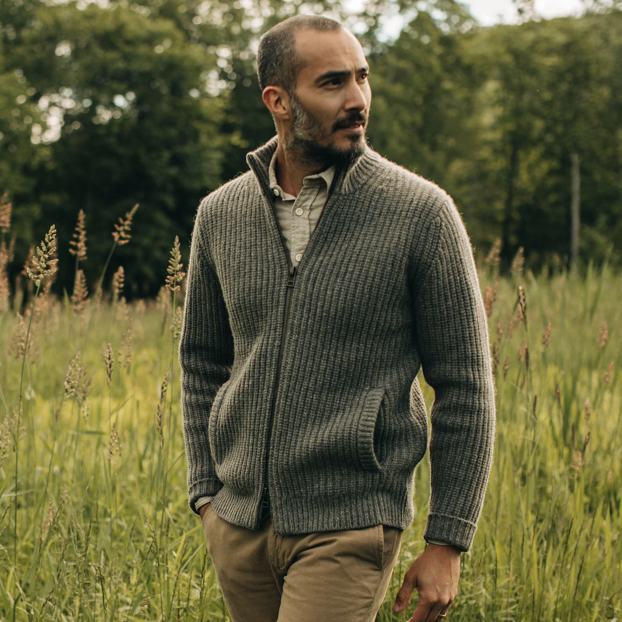 The Fisherman Full-Zip in Taupe - Image 2