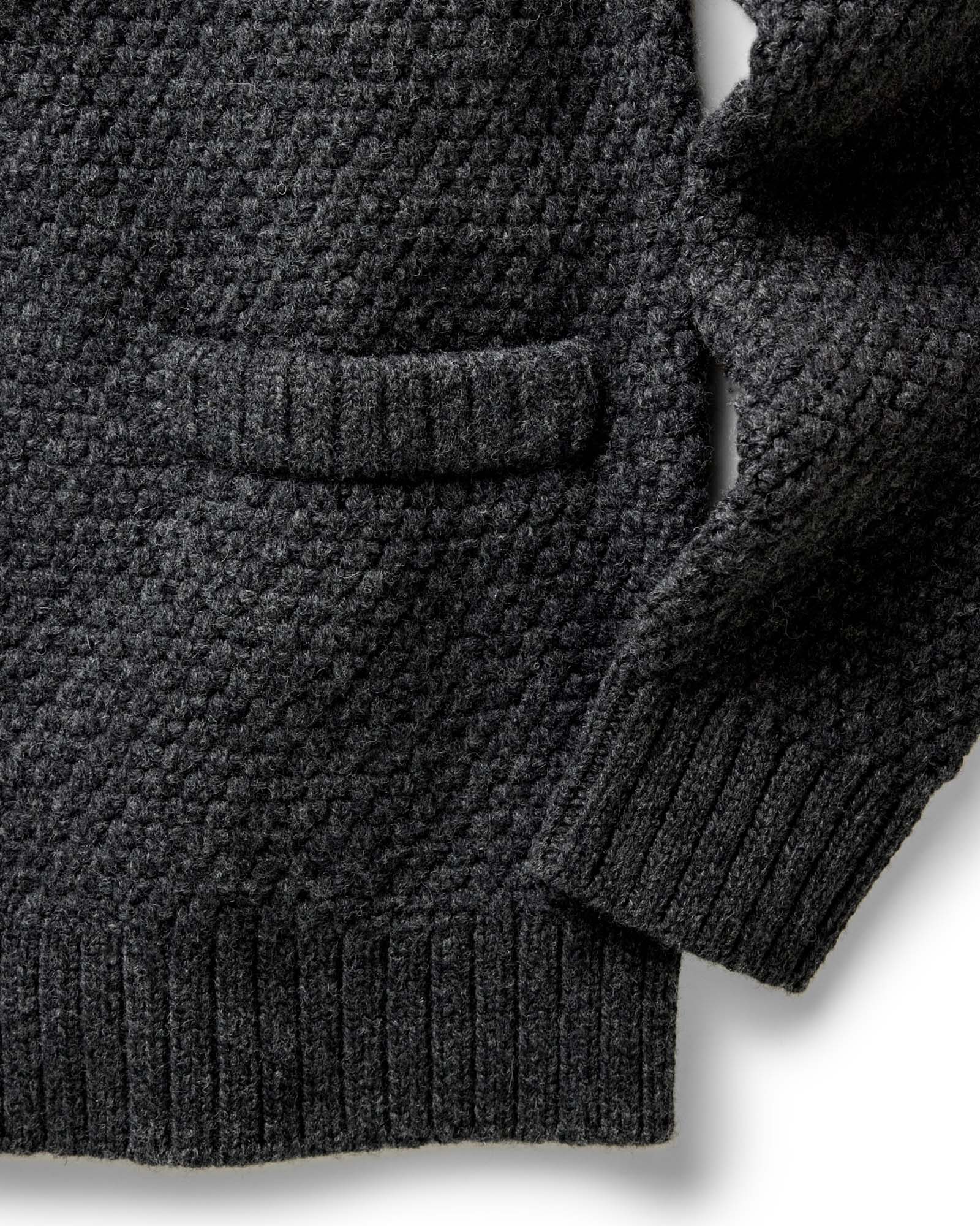 The Fisherman Shawl Cardigan in Heather Coal Merino - Image 5