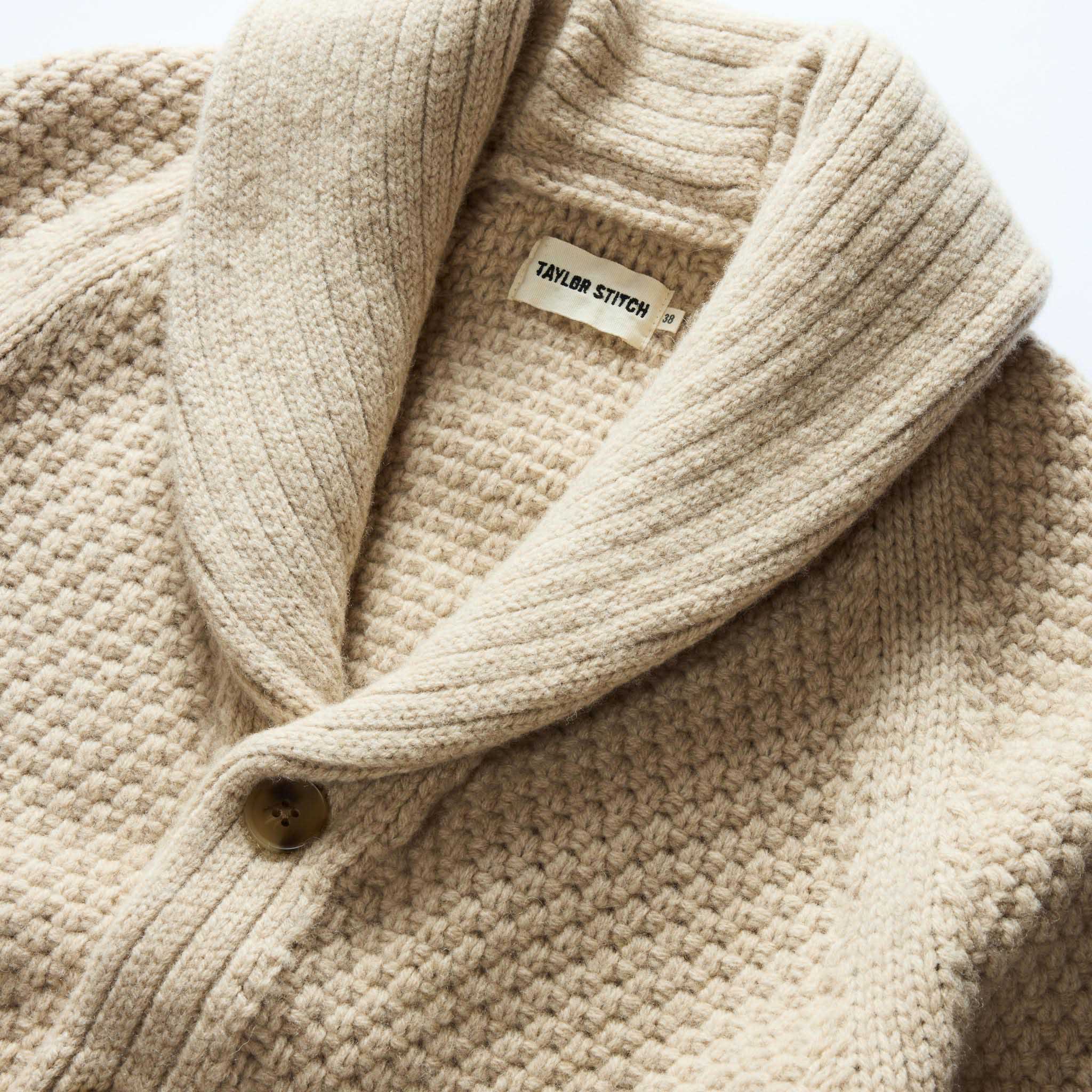 The Fisherman Shawl Cardigan in Heather Oat Merino - Image 6