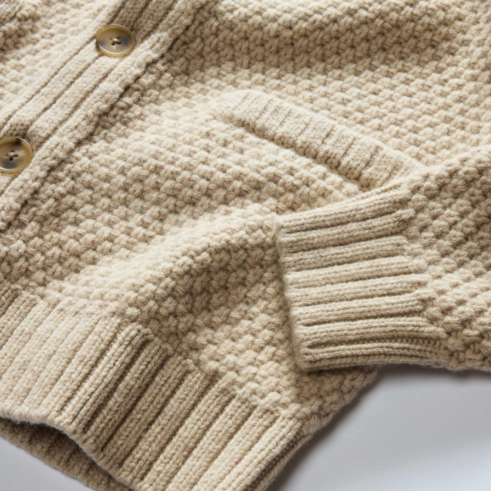 The Fisherman Shawl Cardigan in Heather Oat Merino - Image 7